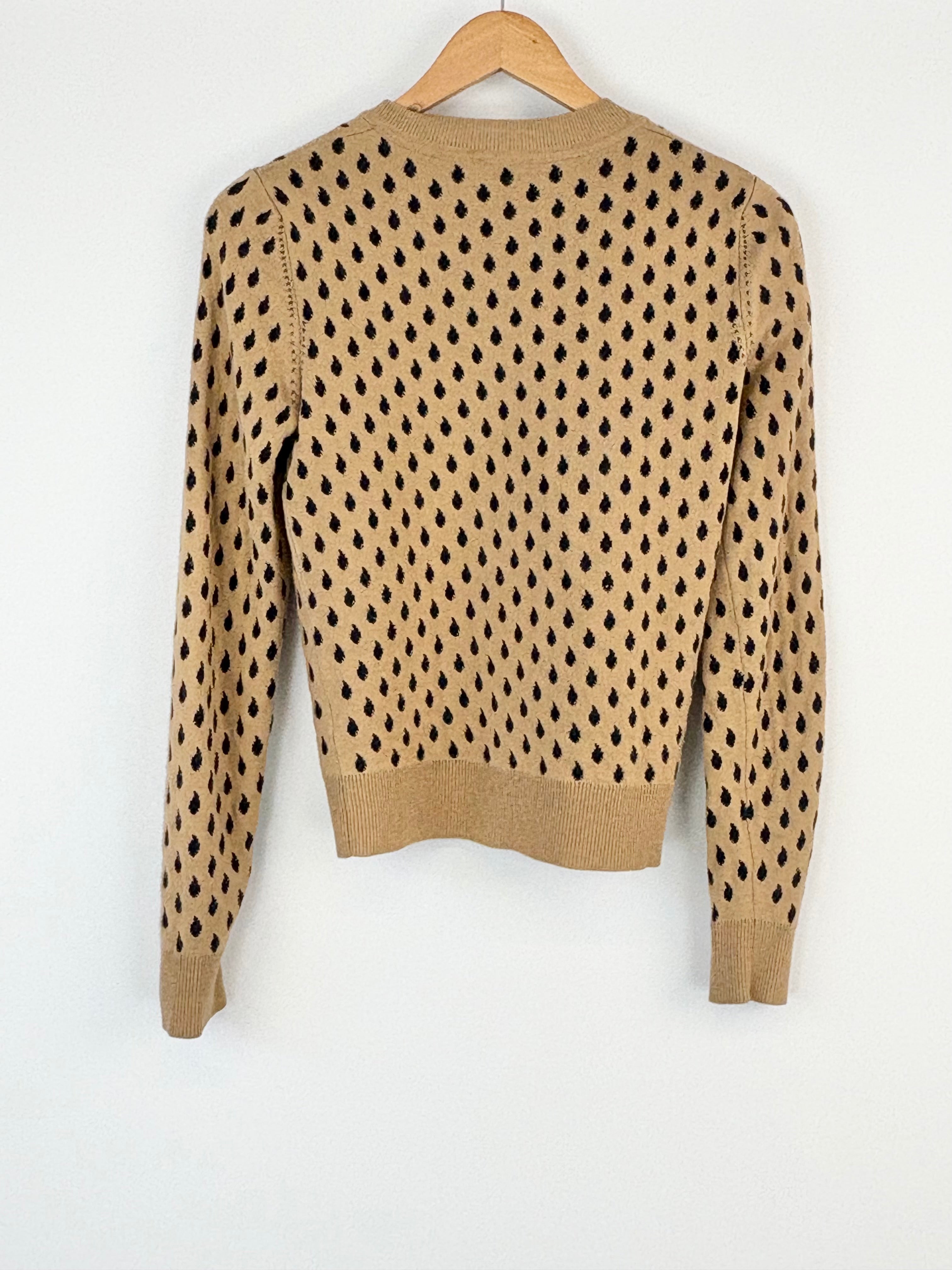 Kenzo Taupe & Black Teardrop Patterned Wool-Blend Cardigan - AU8