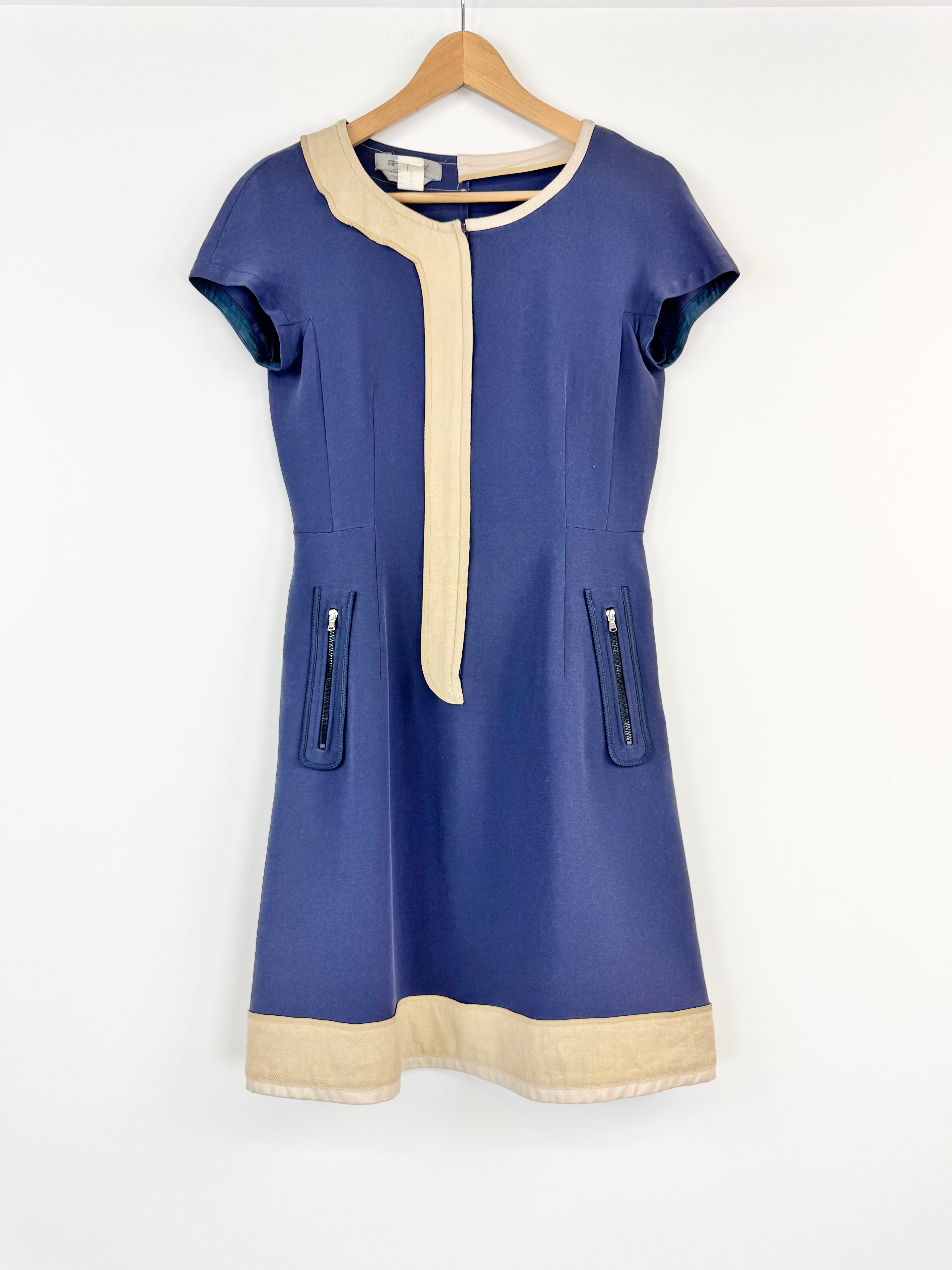 SportMax Blue & Cream Mini Dress - AU8