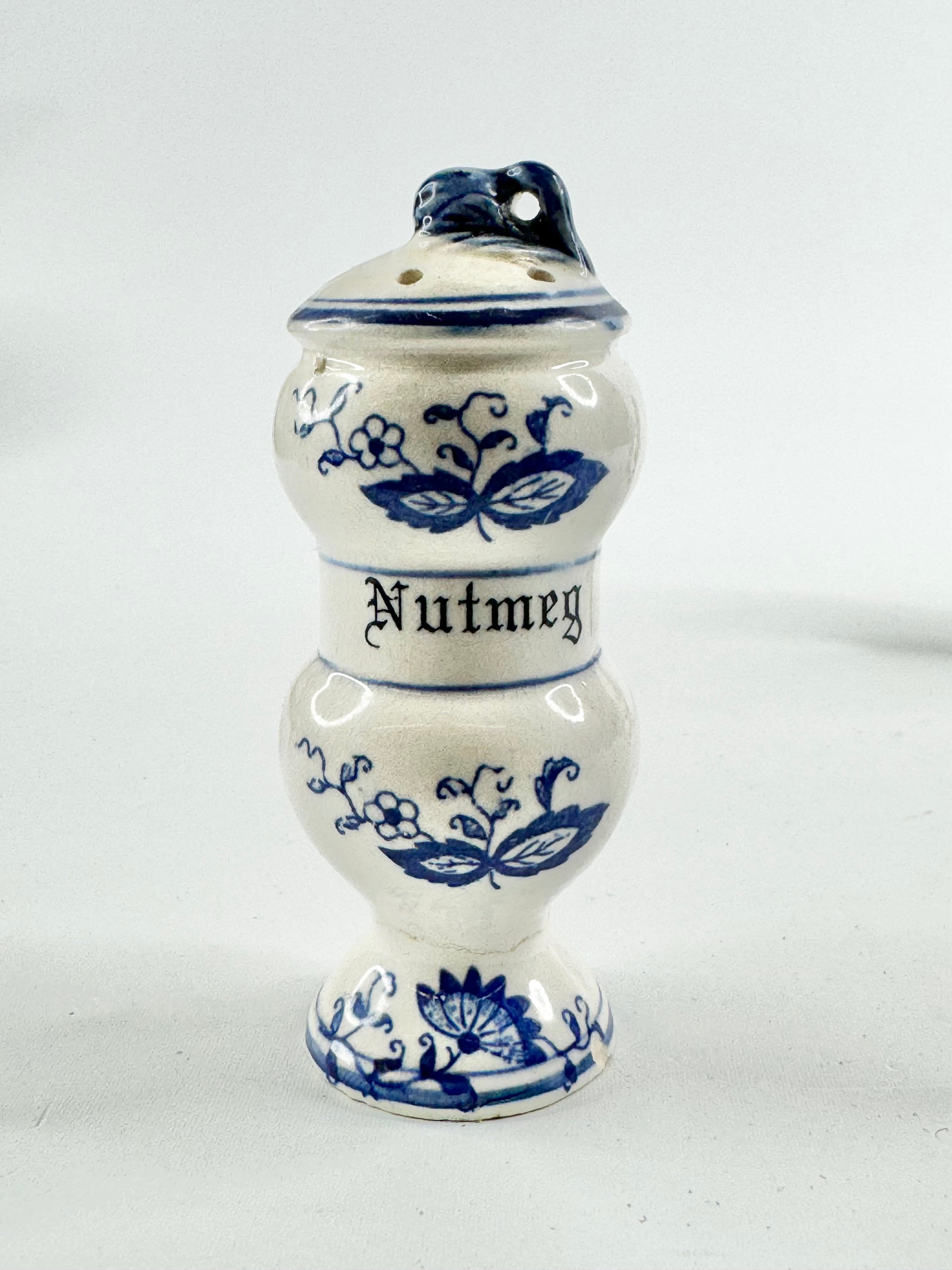 Vintage Blue Onion & White Floral Pattern Spice Jars