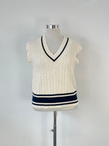 Iris & Wool Cream Merino Cable Knit Vest - AU12/14