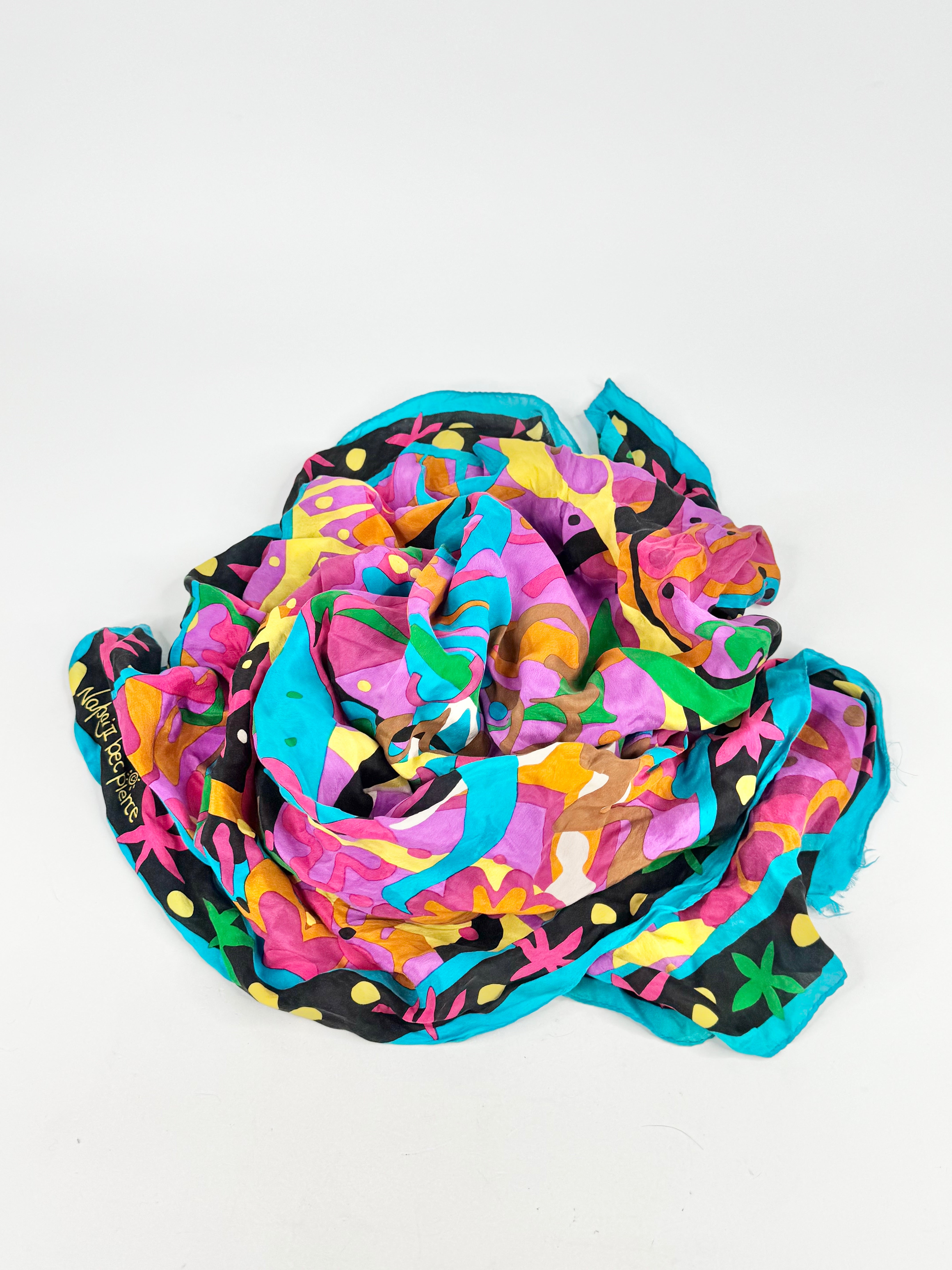 Vintage 80s Bec Pierce Silk Scarf