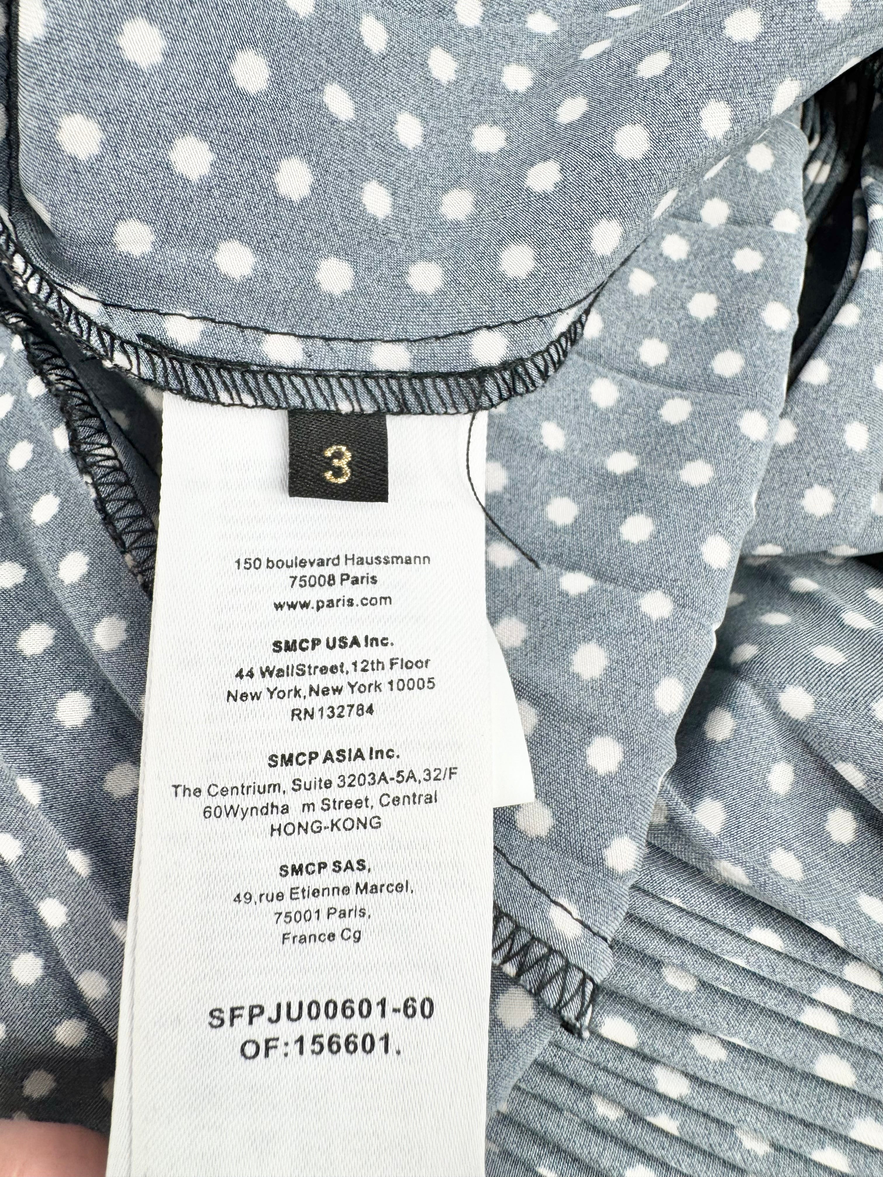 Vintage Sandro Black & White Polka Dot Maxi Dress - AU10