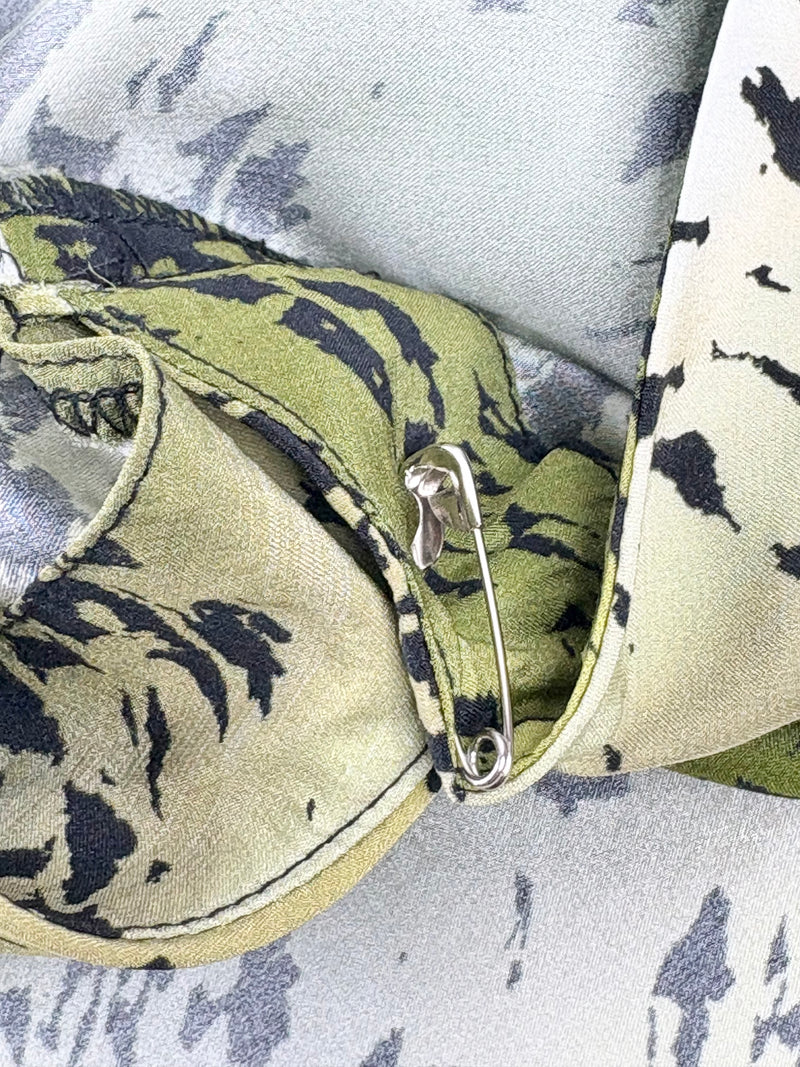 Go> by Go Silk Green & Black Patterned Blouse - AU8