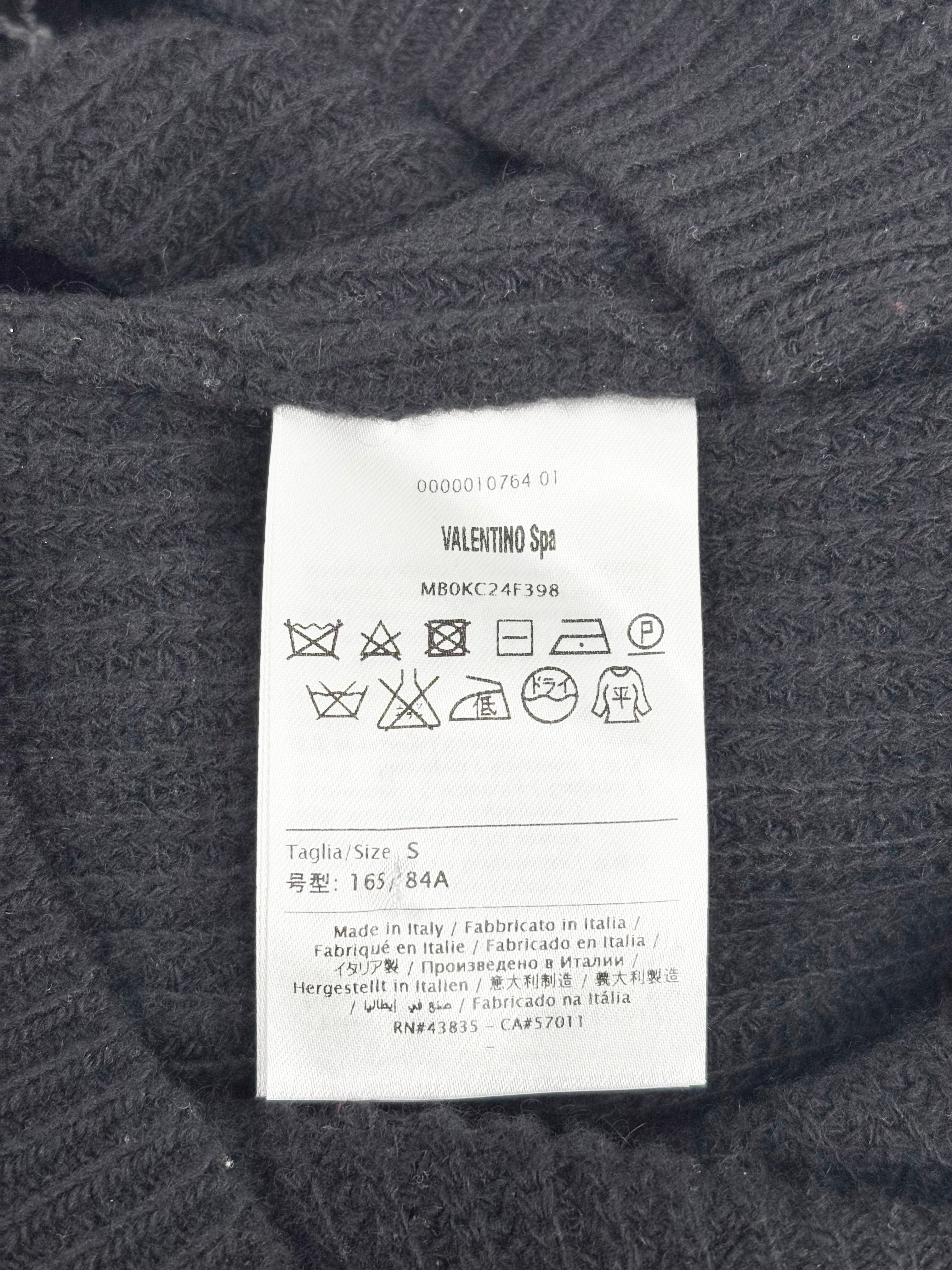 Valentino Black Ribbed Wool & Cashmere Blend 'Hearts & Daggers' Knit Sweater - AU8/10