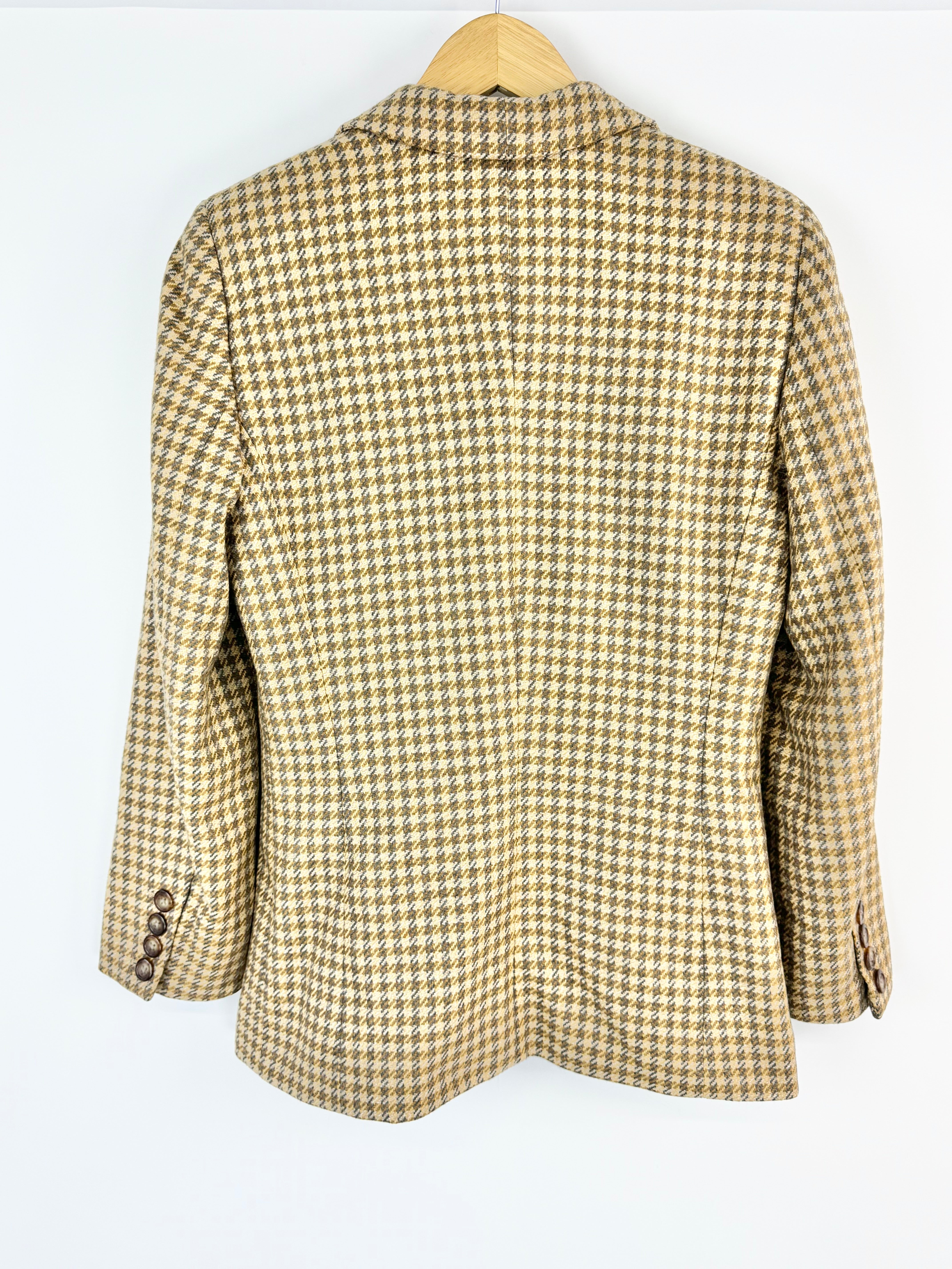 Vintage Escada by Margaretha Ley Gold & Grey Hounds Tooth Blazer - AU10/12