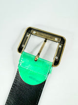 GF Ferre Jade Green Patent Leather Belt - S/M