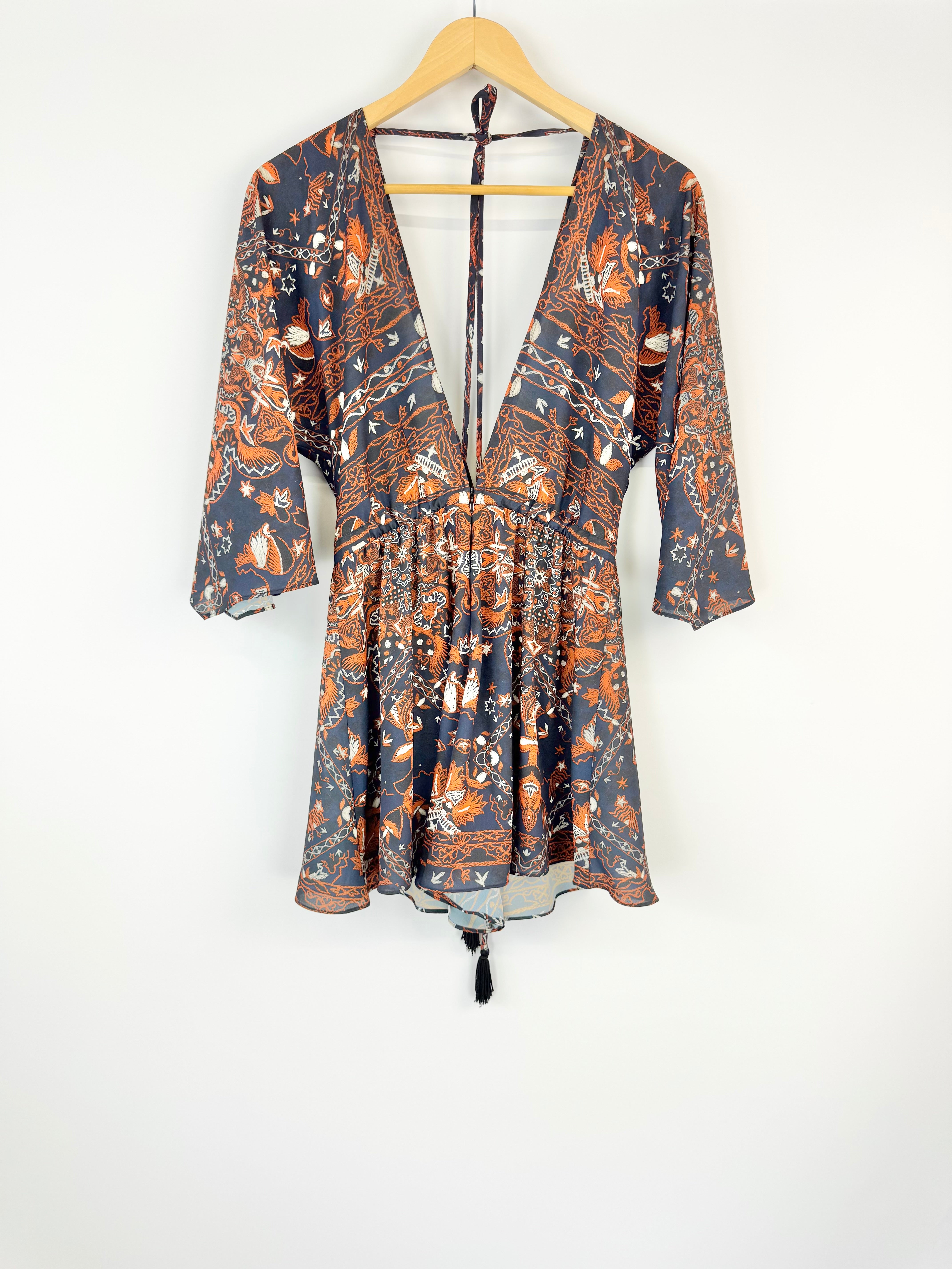 Bec + Bridge Navy Patterned Playsuit - AU6