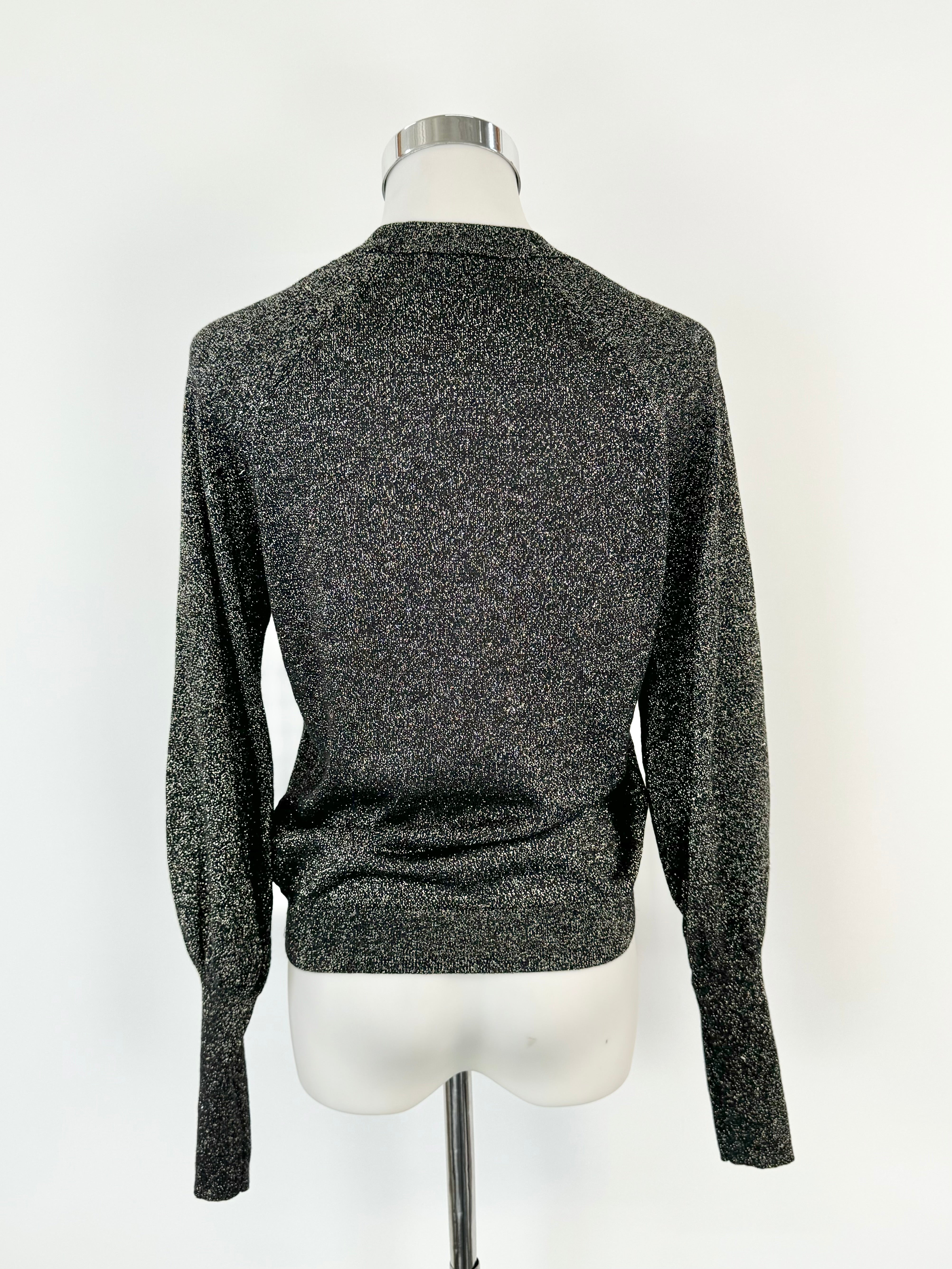 Husk Black & Silver Lurex Crew Neck Jumper - AU8/10