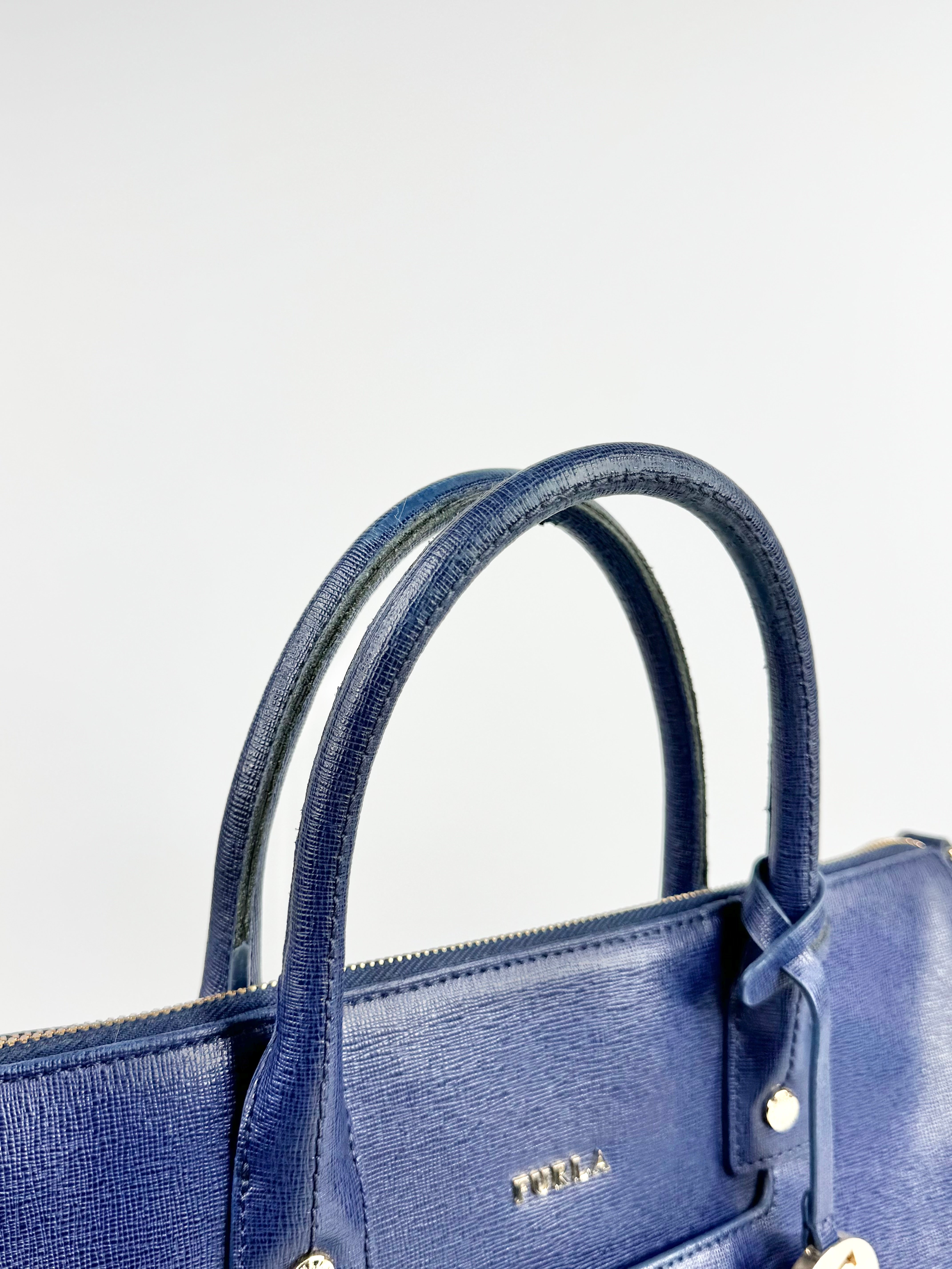 Furla Phalo Blue Leather Handbag