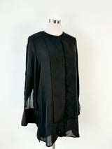 Arthur Galan Black Long Sleeve Silk Dress - AU14