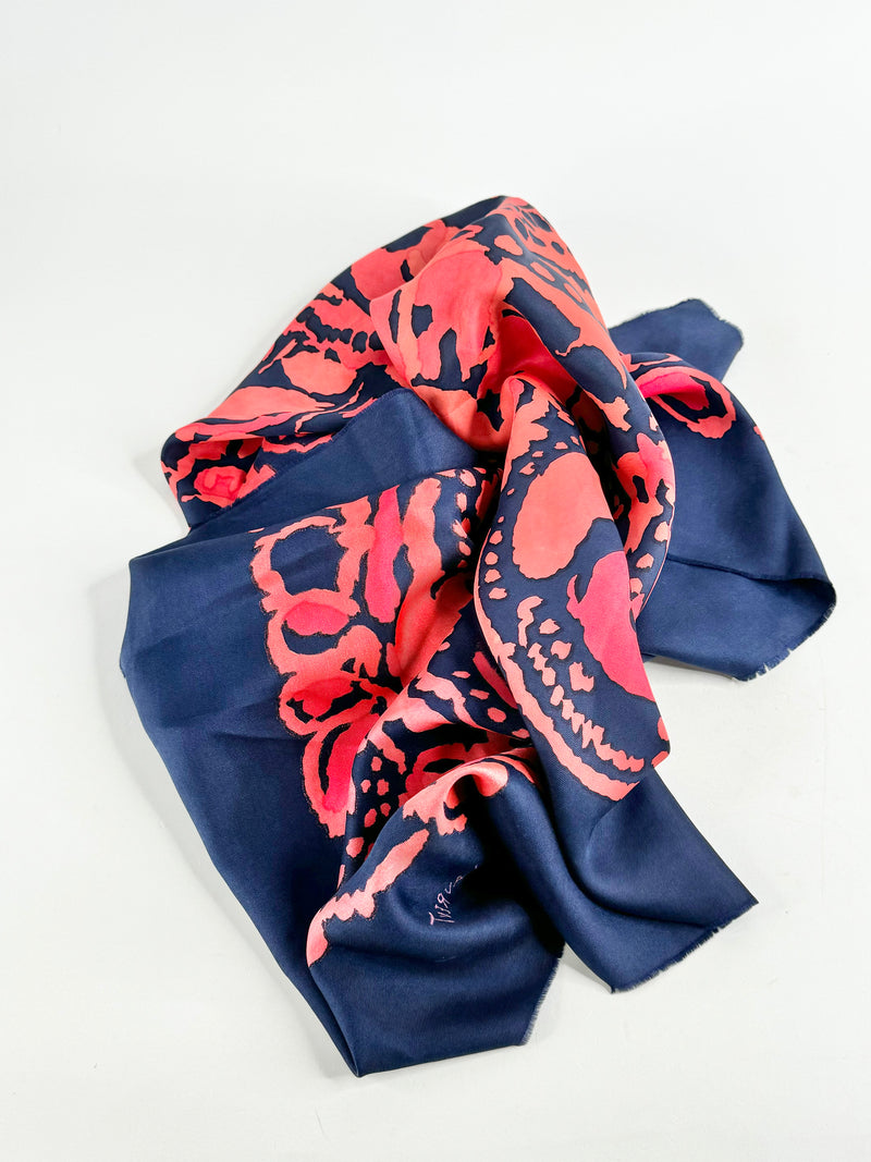 Vintage Yves Saint Laurent Laurent Blue & Red Scarf