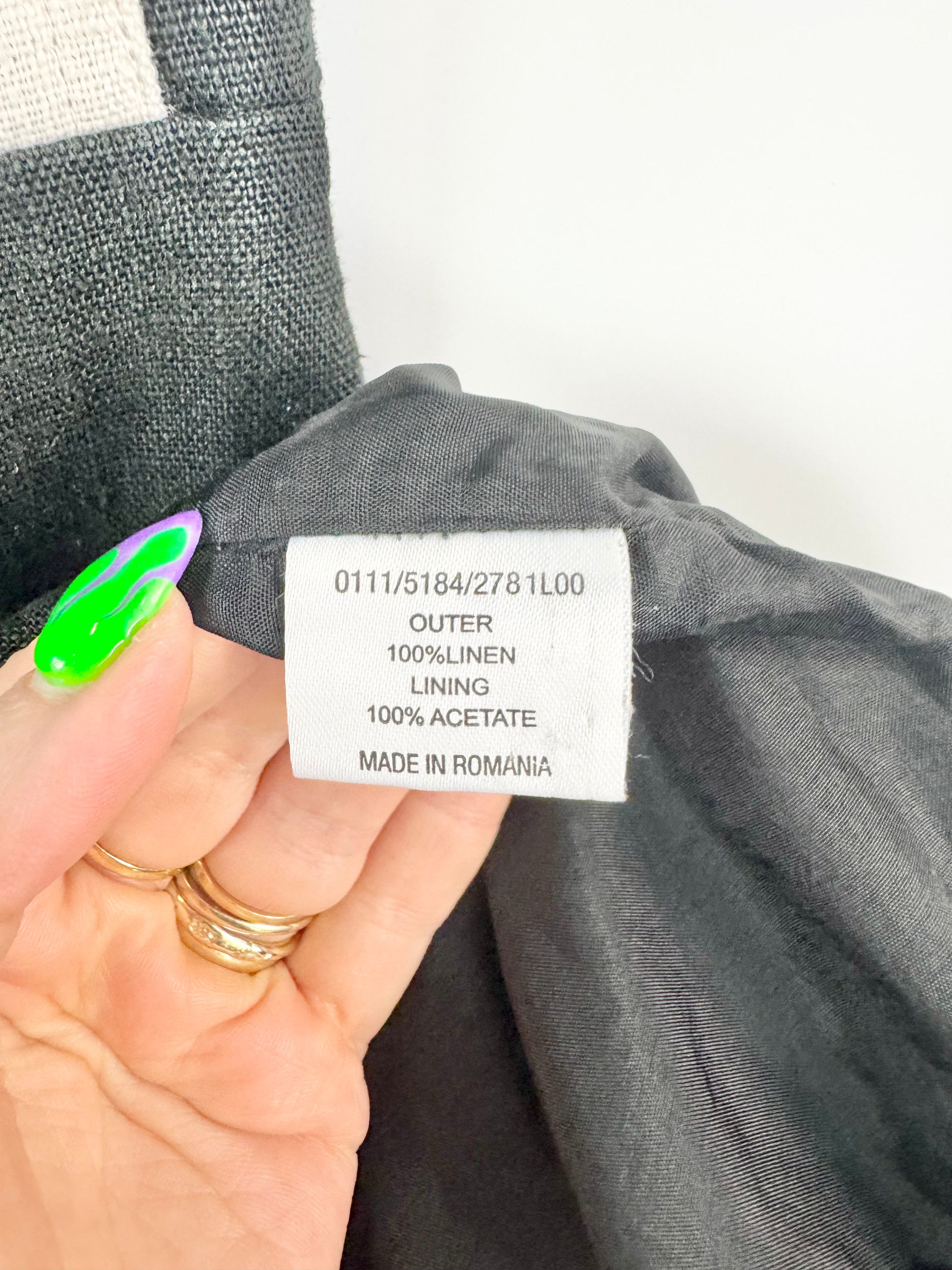 Hobbs London Black & White Retro Style Linen Dress - AU8