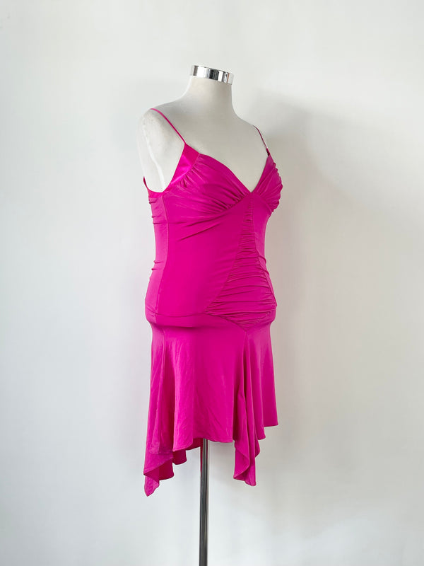 Christopher Chronis Magenta Silk Blend 'Carlotta' Dress - AU12