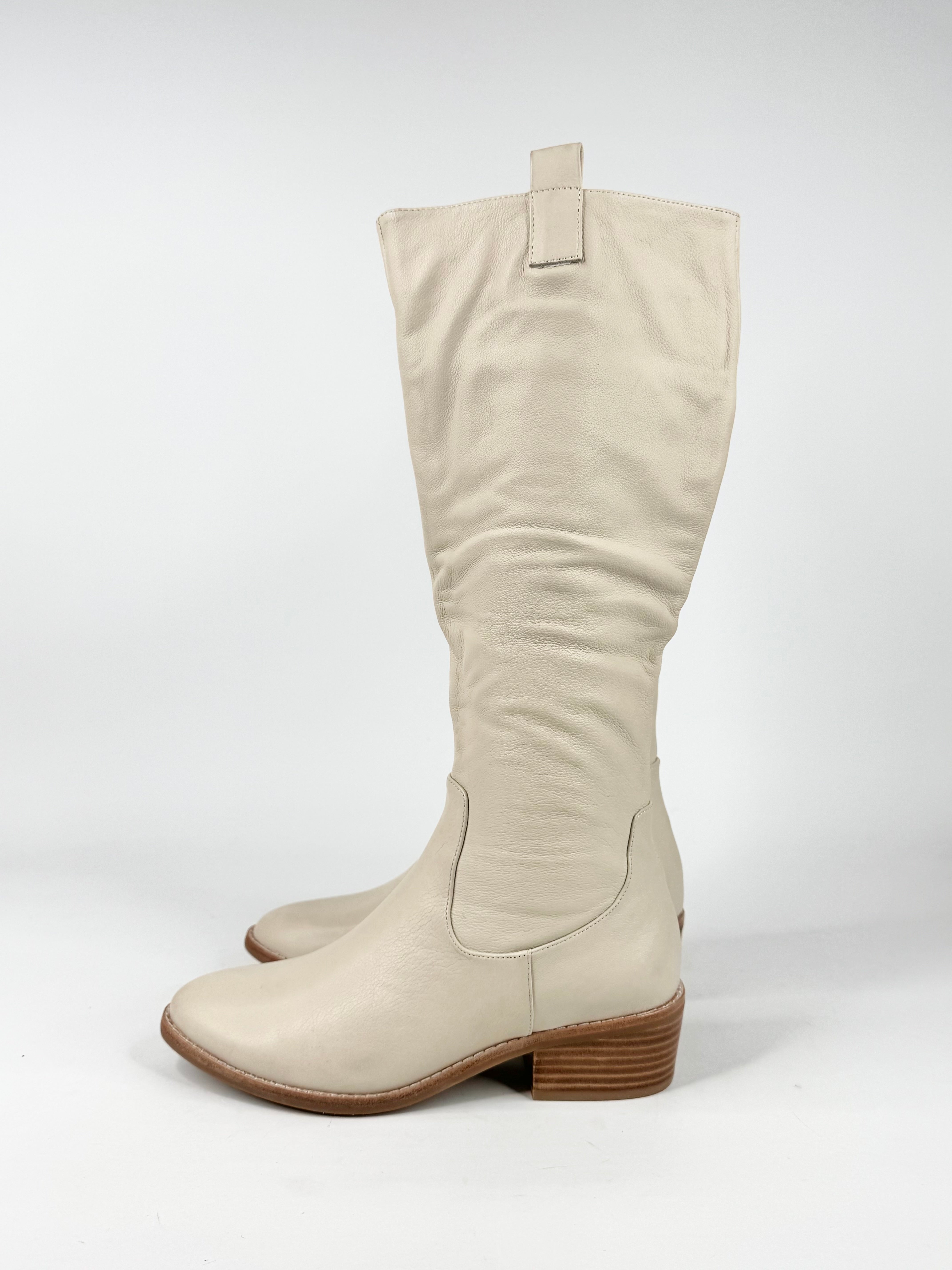 MFW Diana Ferrari Giddy Oatmilk Leather Knee High Boots - EU38