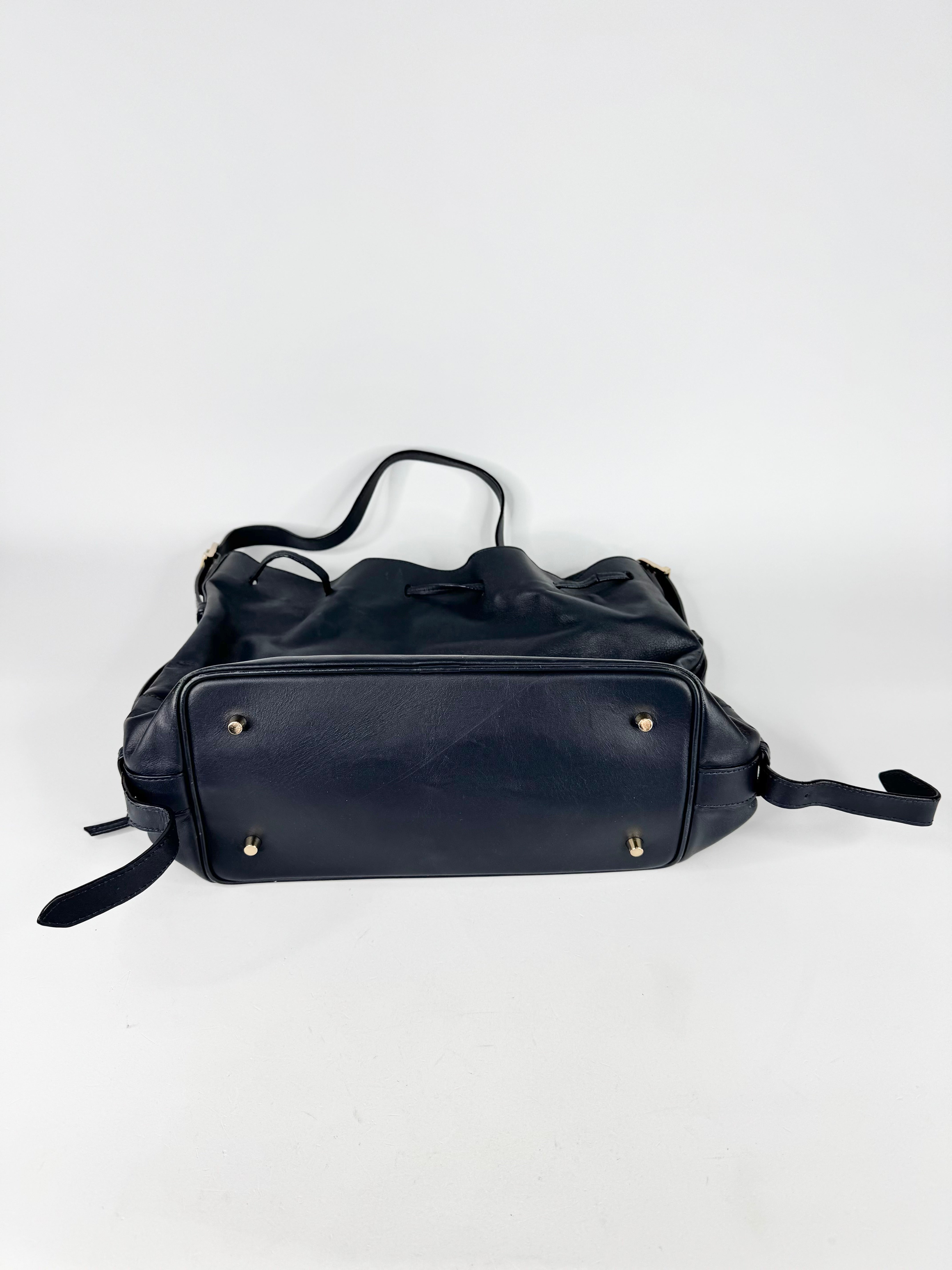 Aspinal of London Navy Blue Drawstring Handbag