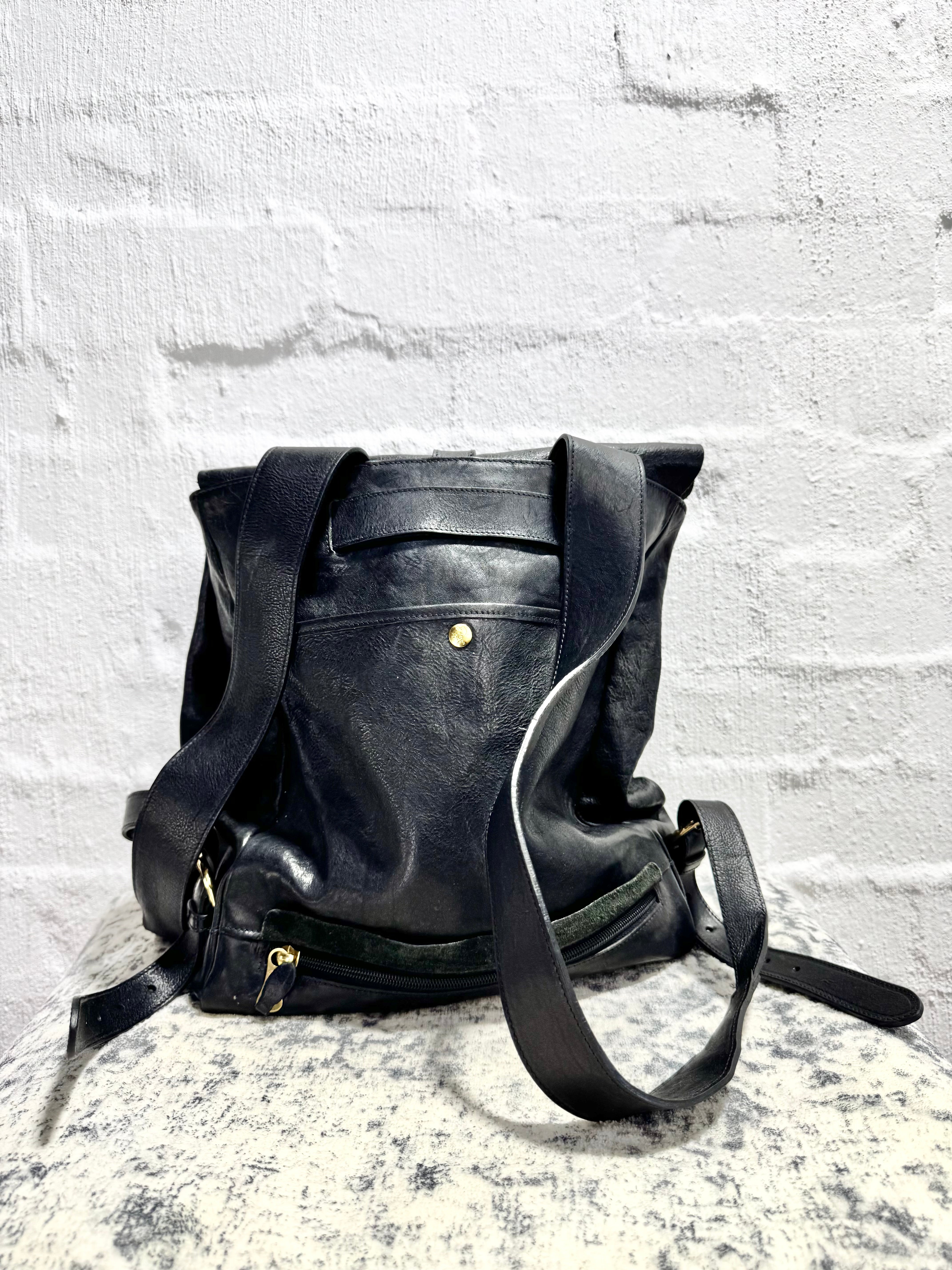Il Bisonte Black Leather Backpack