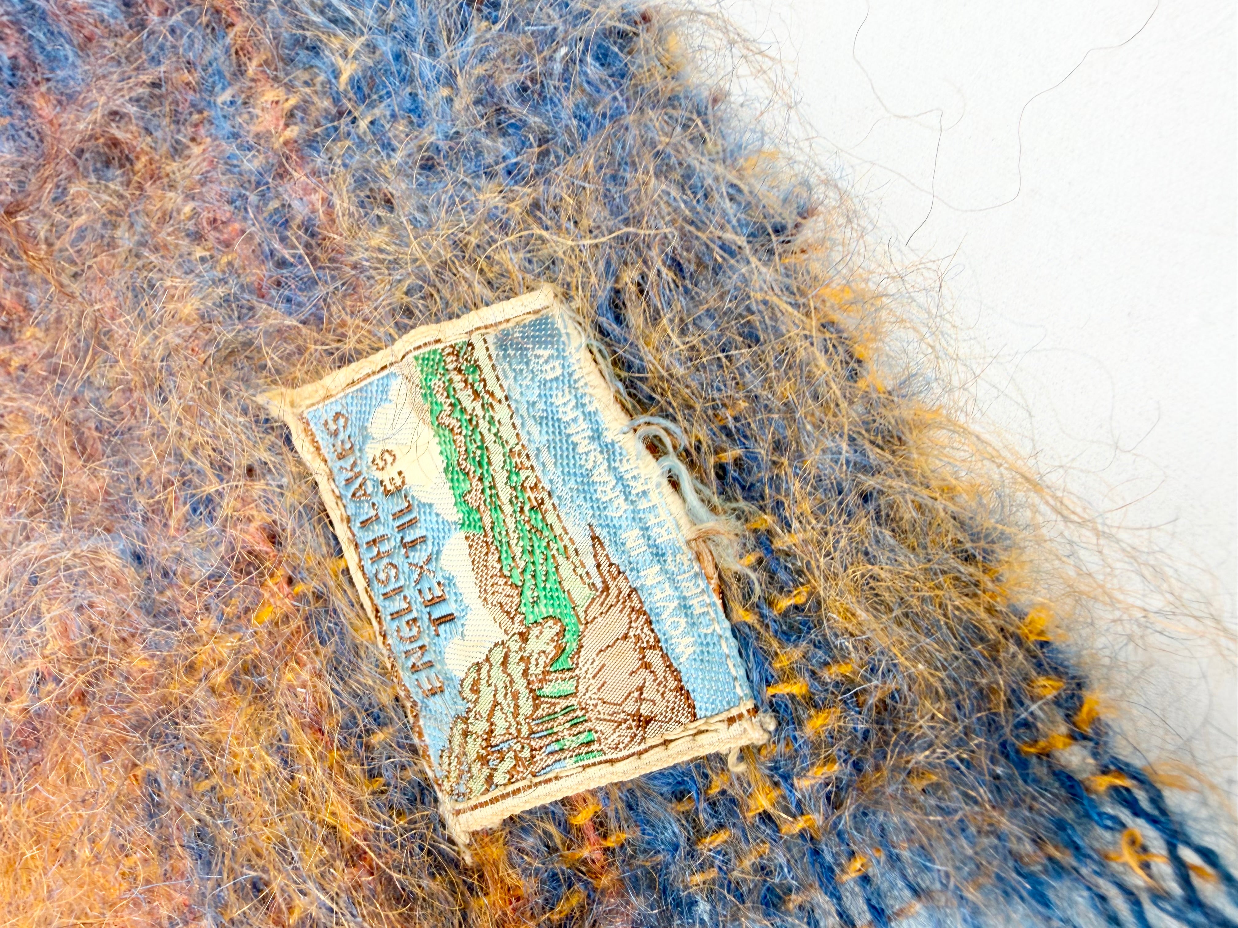 English Lakes Textiles Orange & Cobalt Blue Woven Mohair Scarf