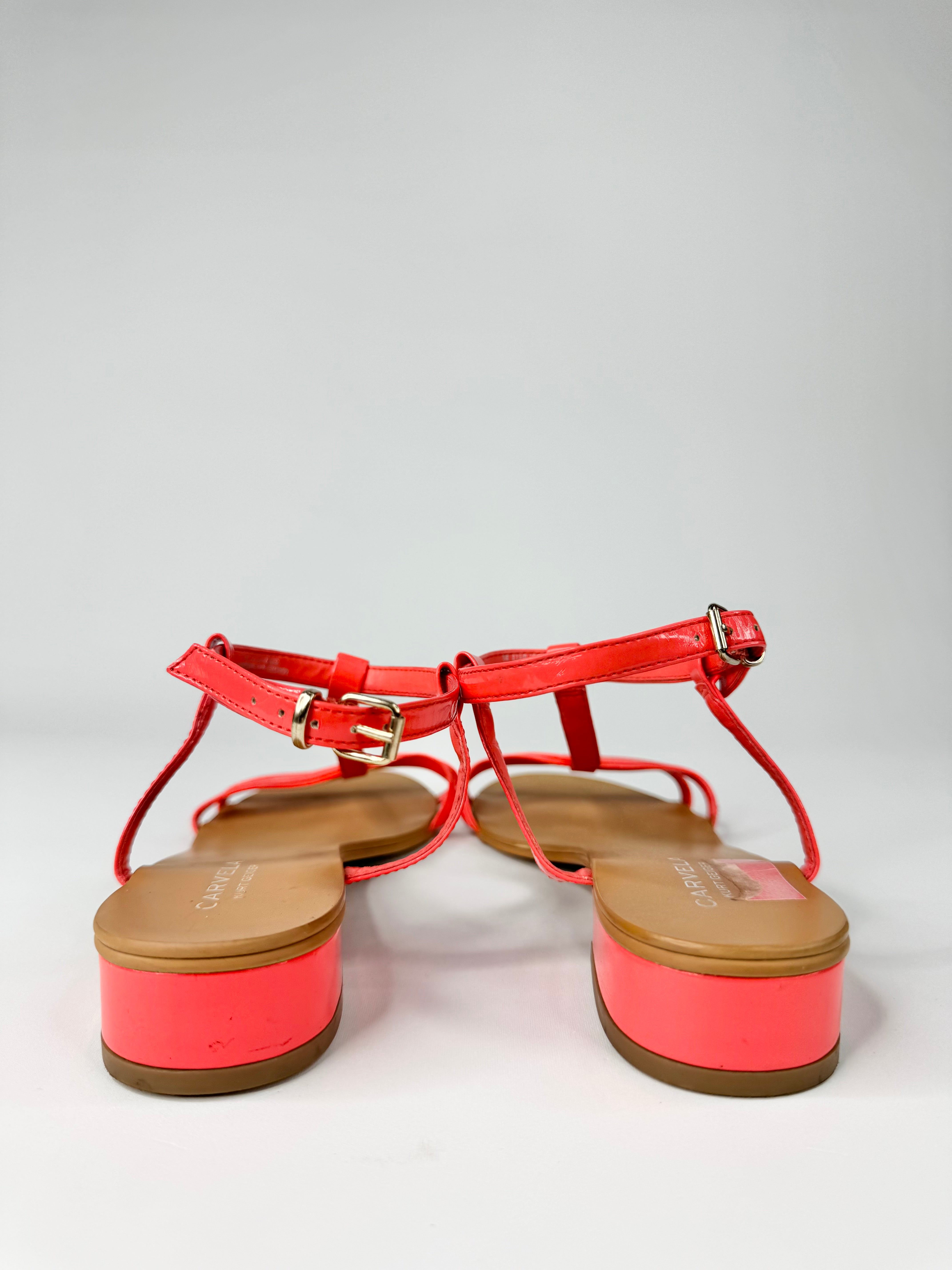 Kurt Geiger Carvela Neon Coral Patent Leather Sandals - EU38