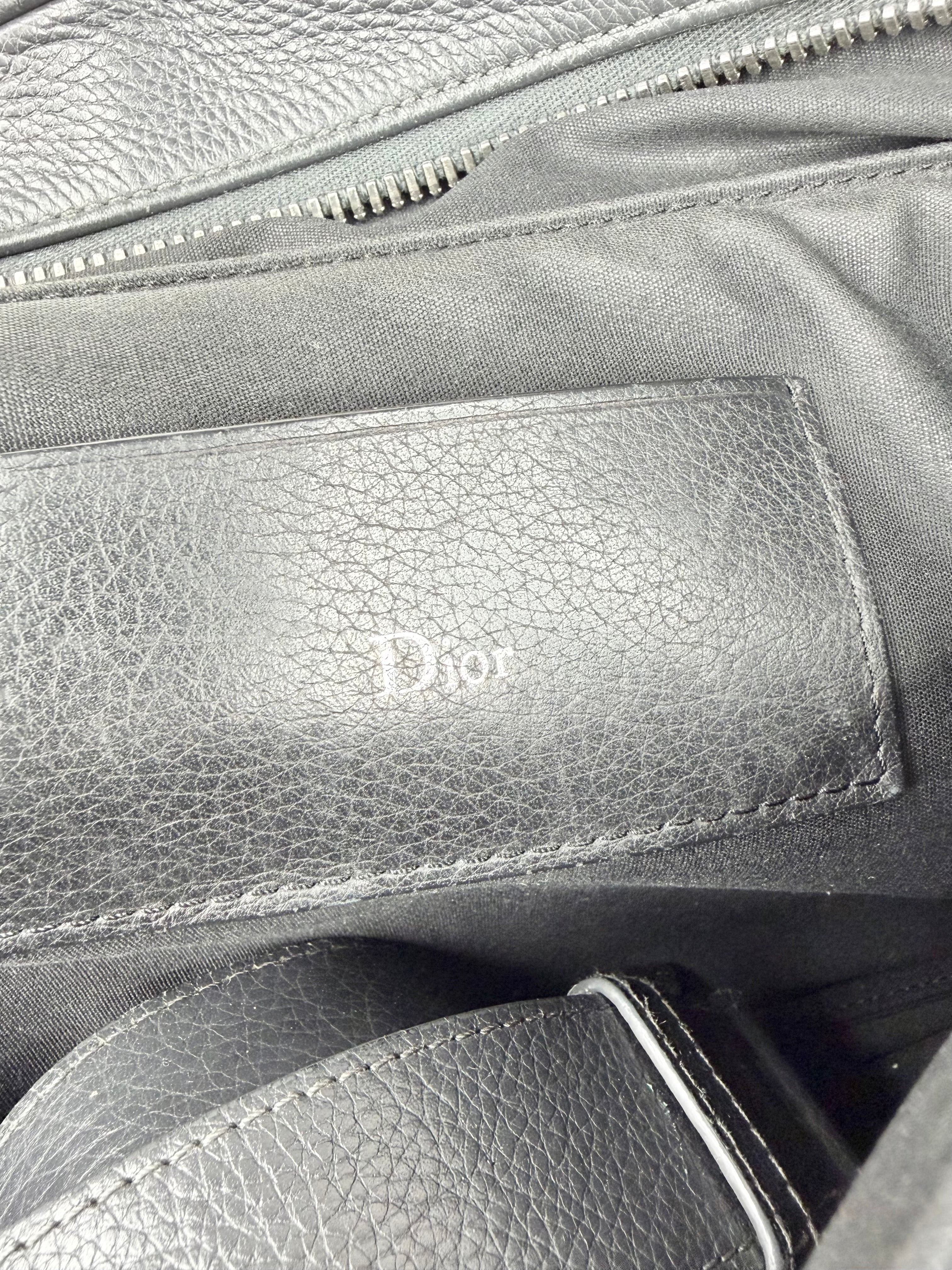 Vintage Christian Dior Homme Ash Grey Grained Leather Briefcase