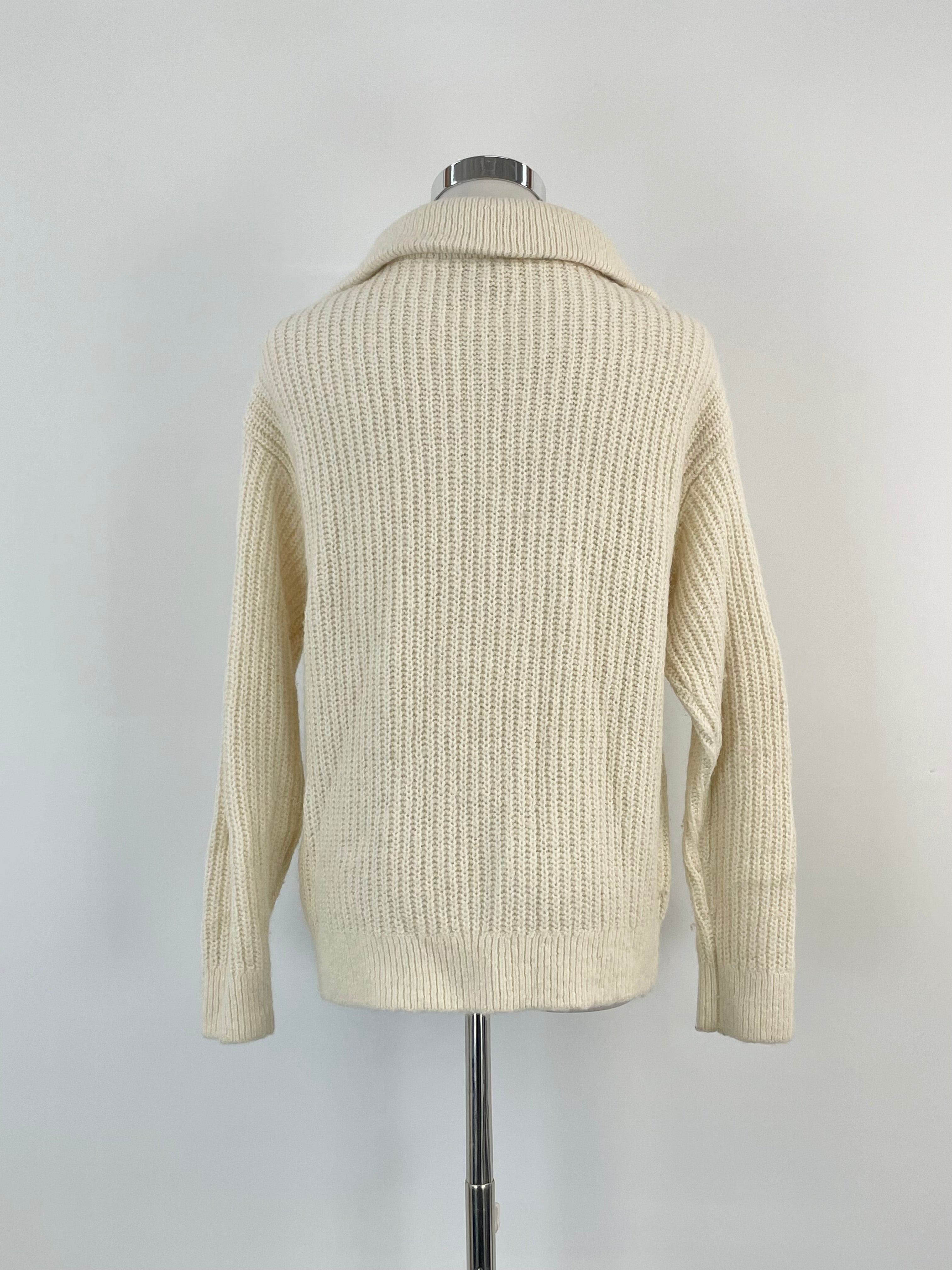 Reiss Cream Ribbed Zip Neck 'Safia' Sweater - AU8