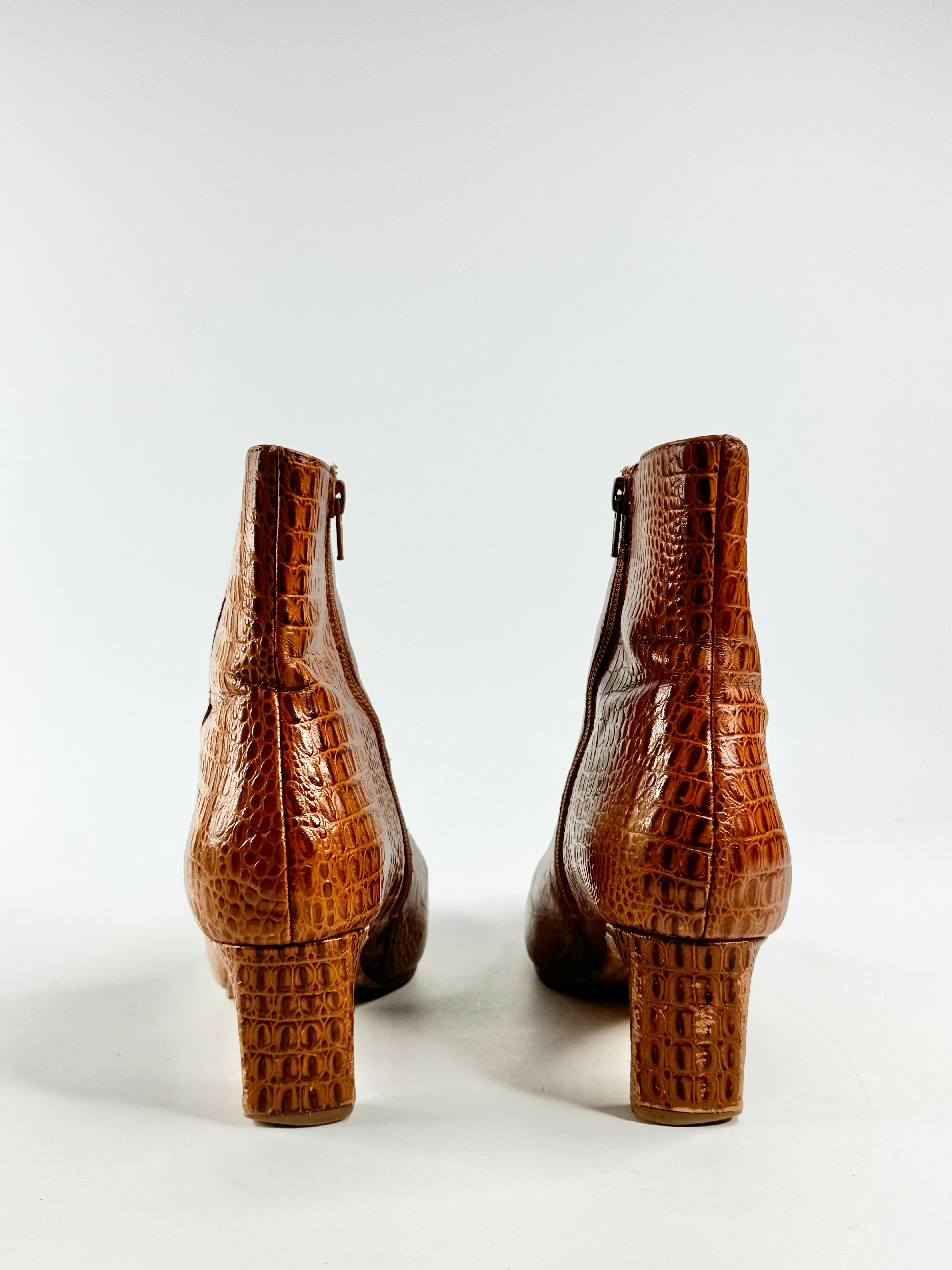 Bared Tan Reptile Ankle Boots - EU38