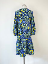 Gorman Navy Blue Floral 'Freshly Cut' Print Corduroy Smock Dress - AU6/8