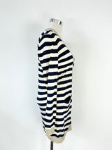 Paul & Joe Silk & Lurex Gold, Blue & White Striped Cardigan - AU10