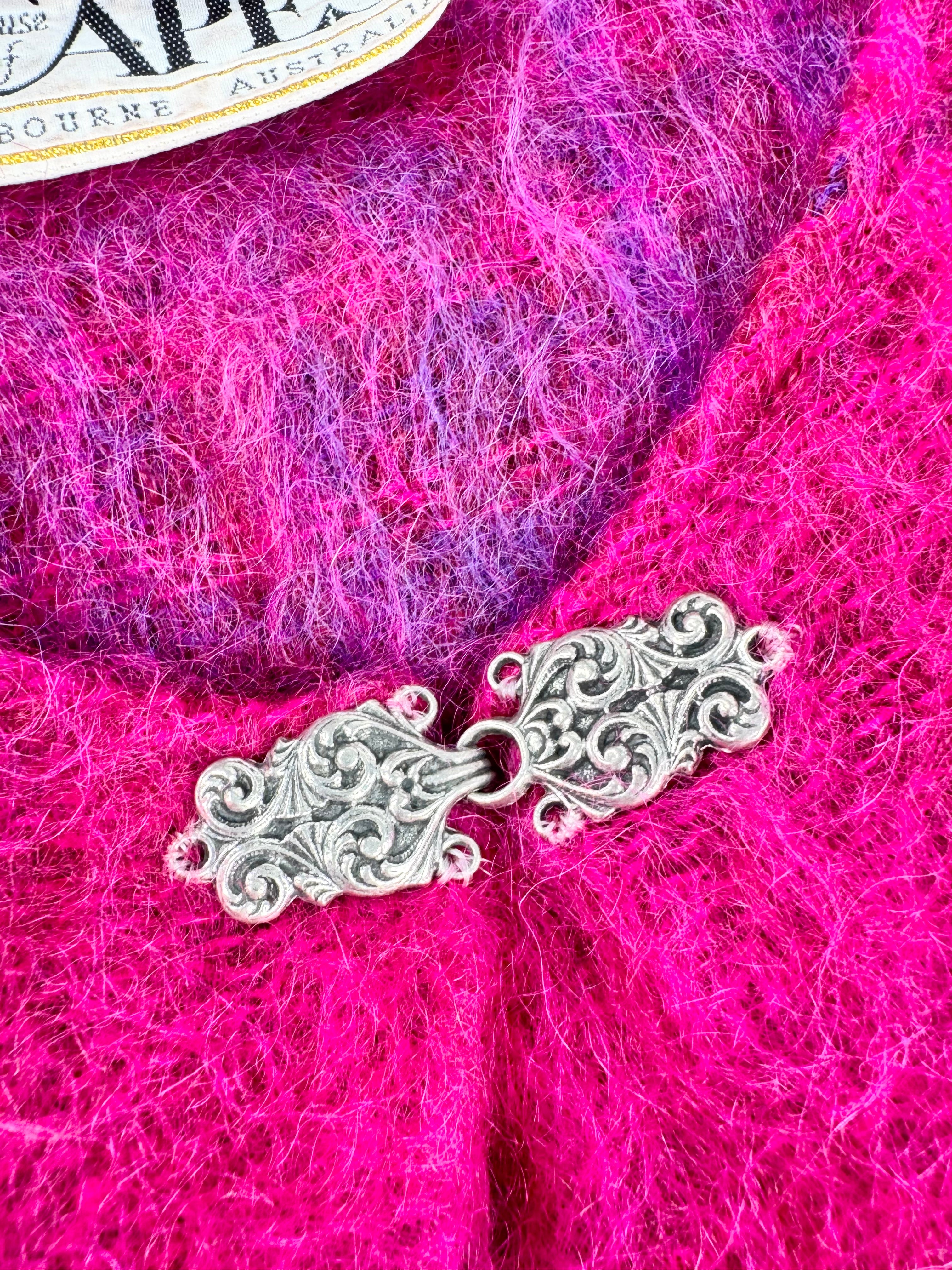 House of Capes Hot Pink & Purple Ornate Silver Fastened Cape