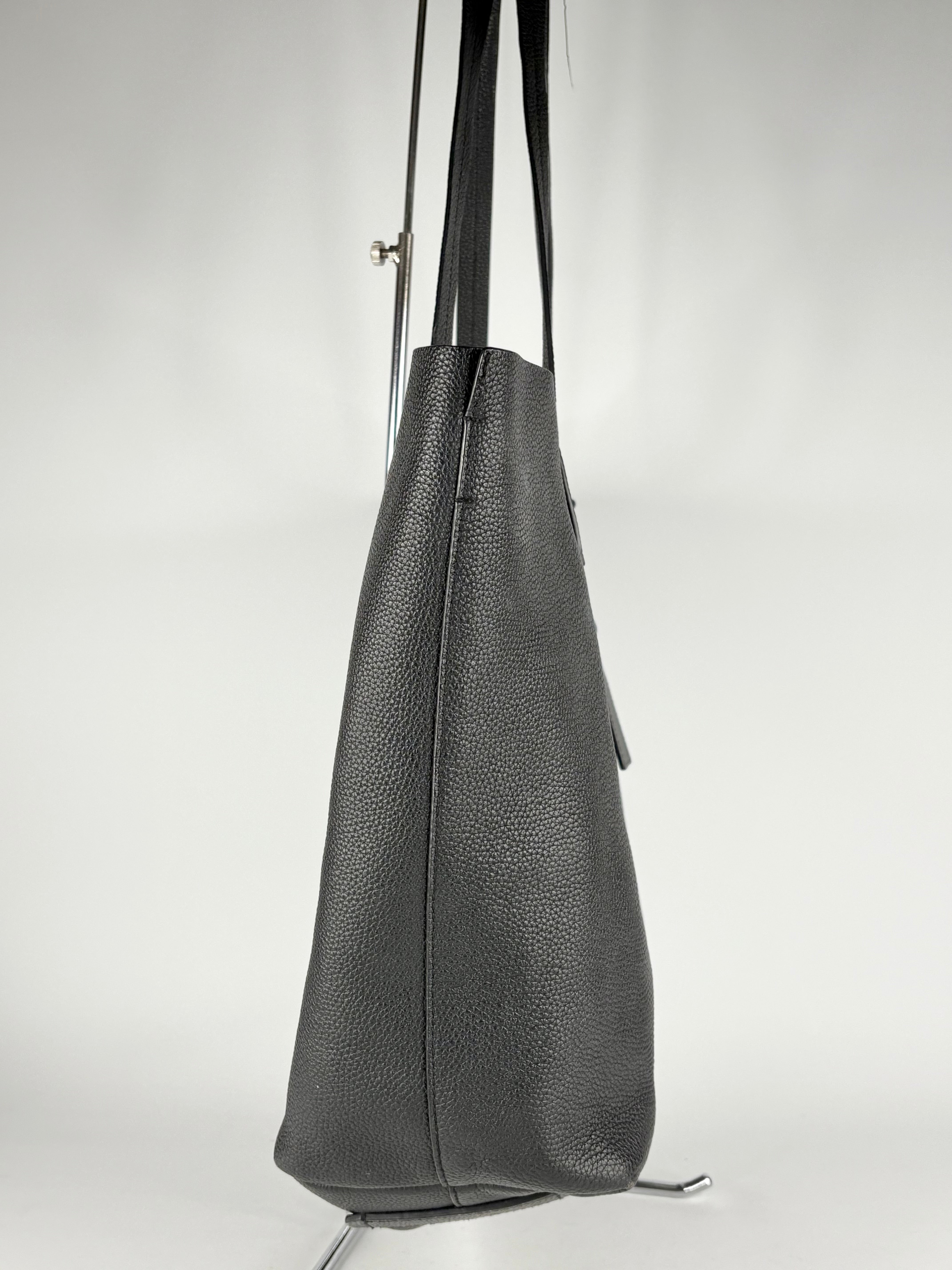 Oroton Grained Black Leather Tote Bag