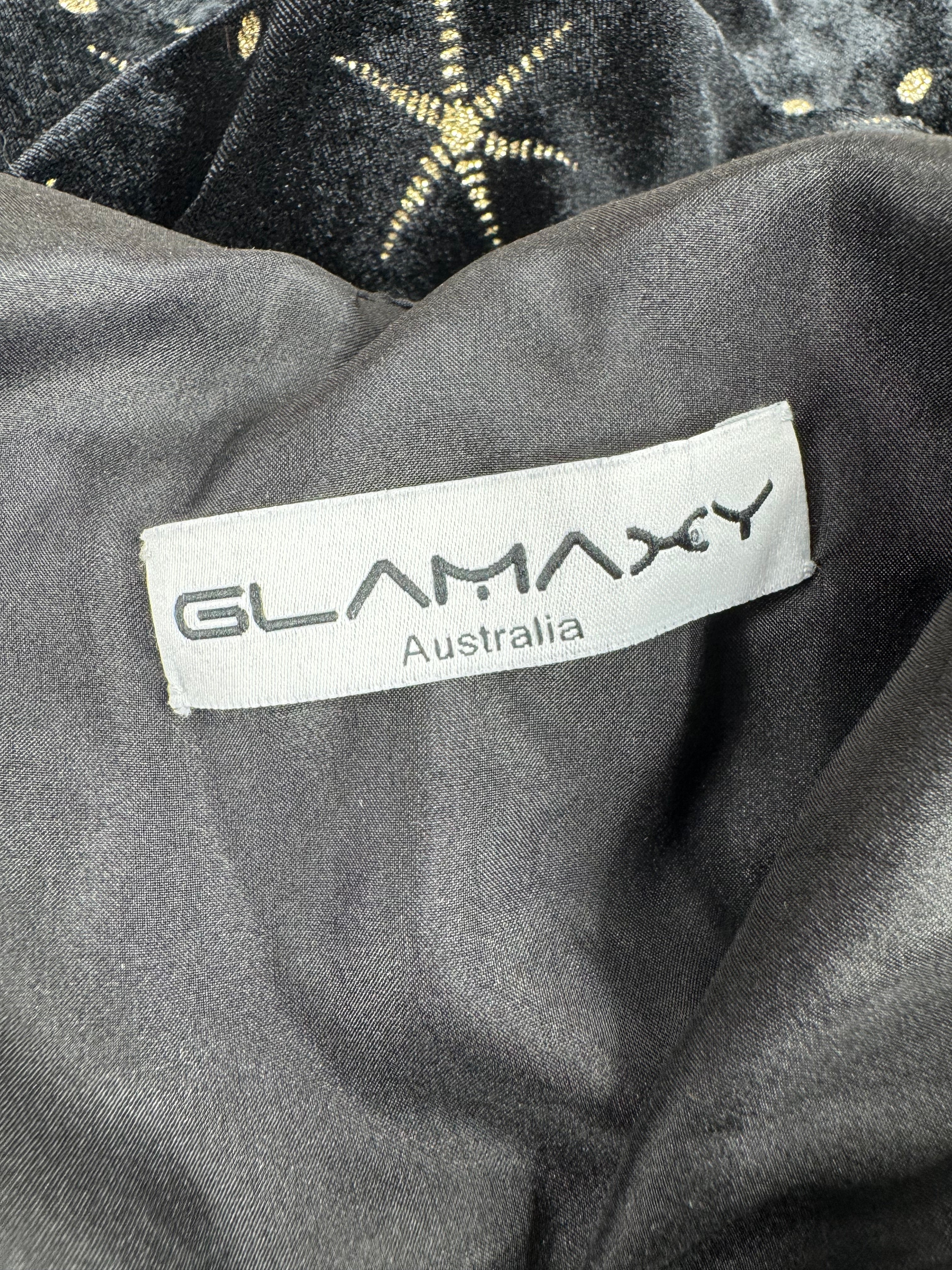 Glamaxy Australia Black Velvet Star Patterned Midi Dress - AU8