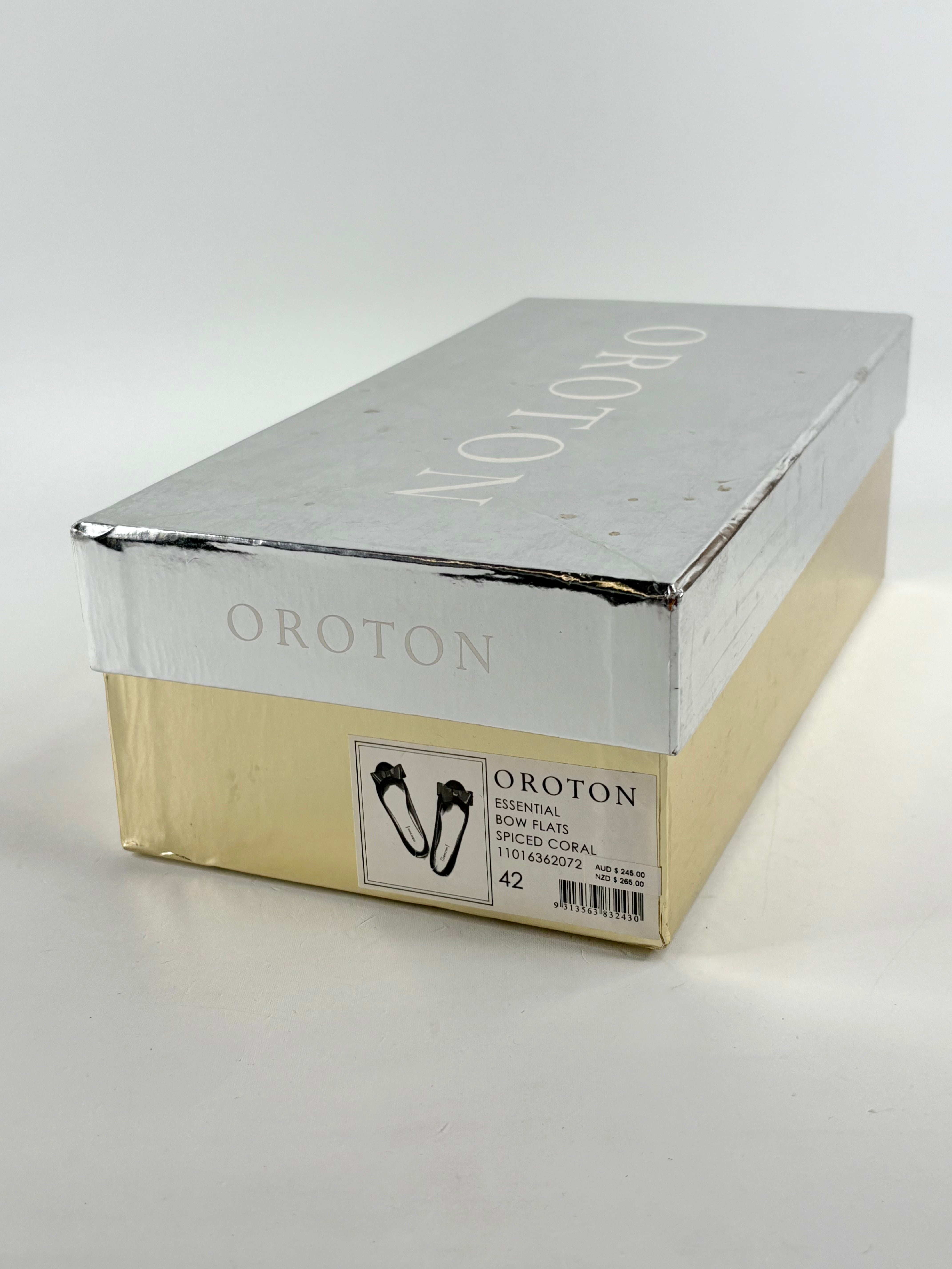 Oroton Spiced Coral 'Essential' Suede Bow Flats - EU42