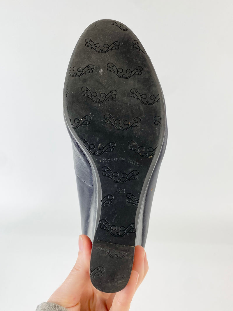 Sambag Black Peep Toe Wedges - EU38
