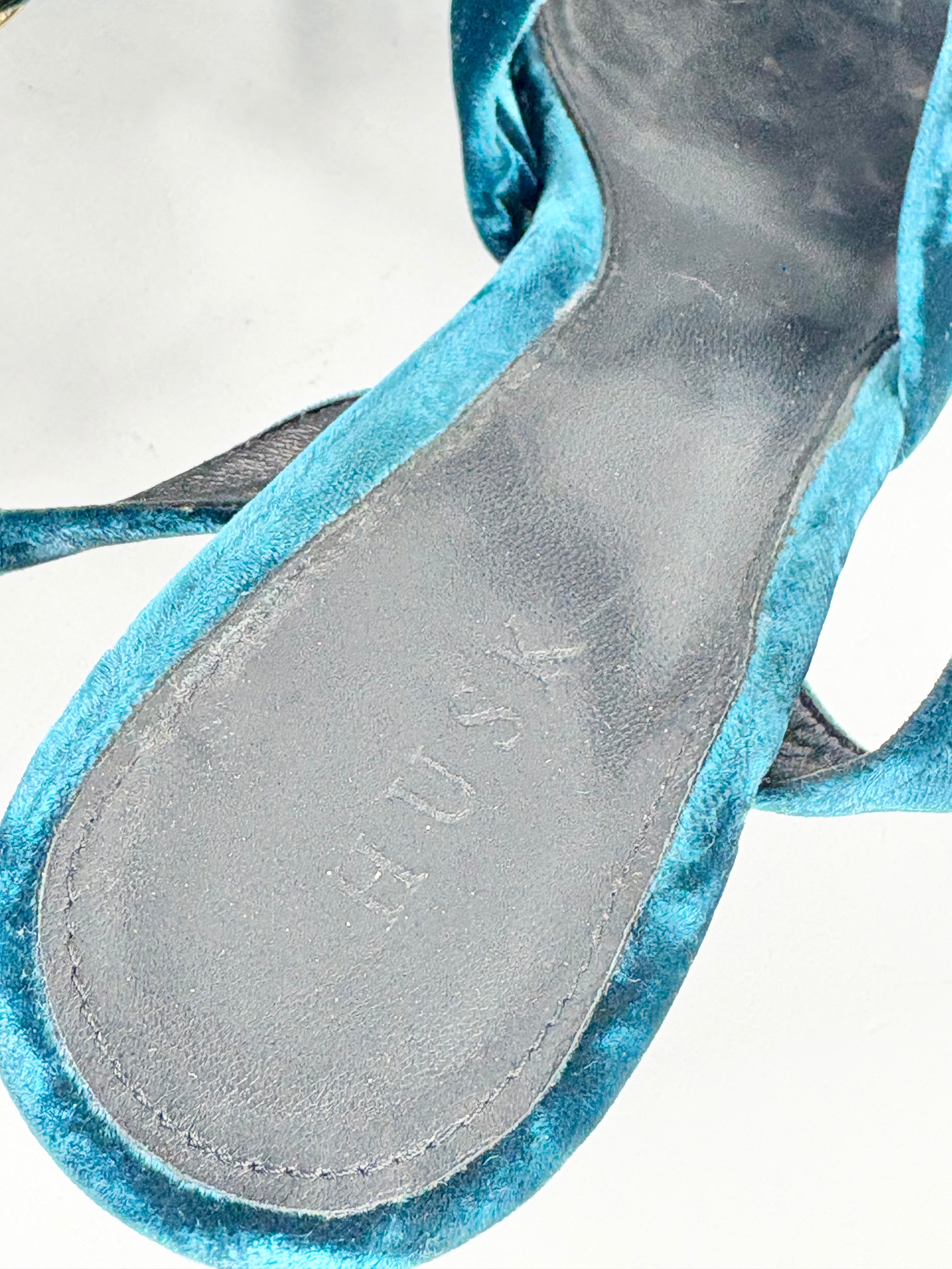 Husk Blue Velvet Sandals - EU41