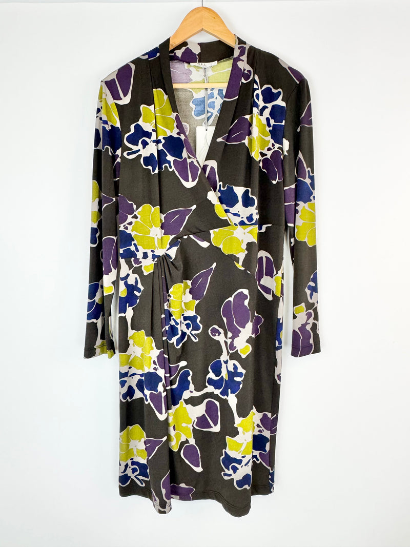 M.E.L 'Bristol Jersey' Purple & Green Patterned Dress NWT - AU14