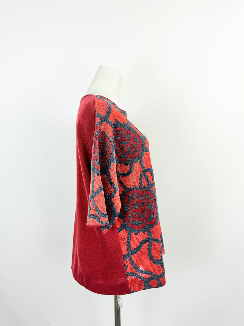 Dries van Noten Red Rose Knitwear Top - AU6/8