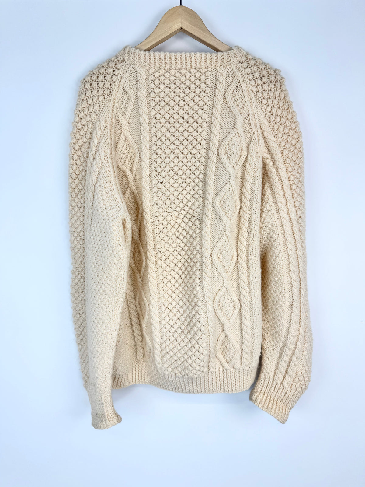 Vintage Cream Hand Knitted Cable Knit Sweater - AU14/16