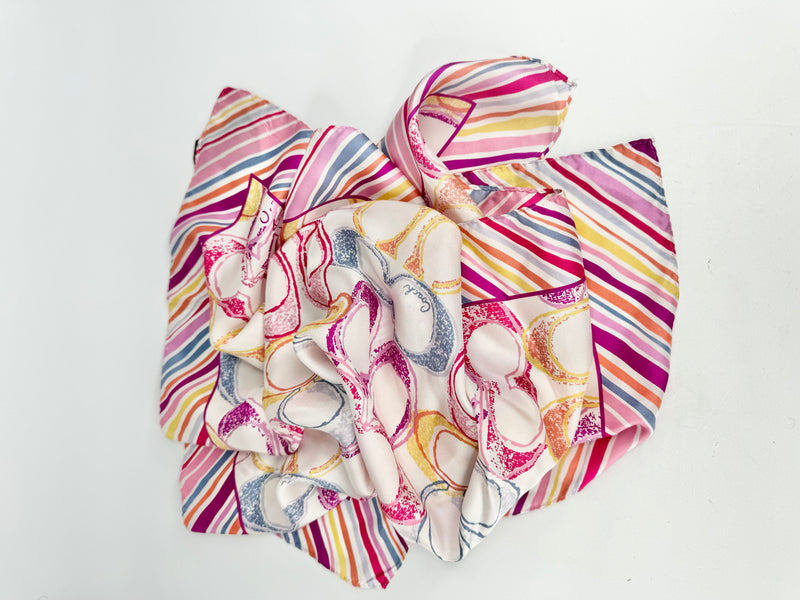 Coach Pink & Purple Coach Logo Silk Scarf