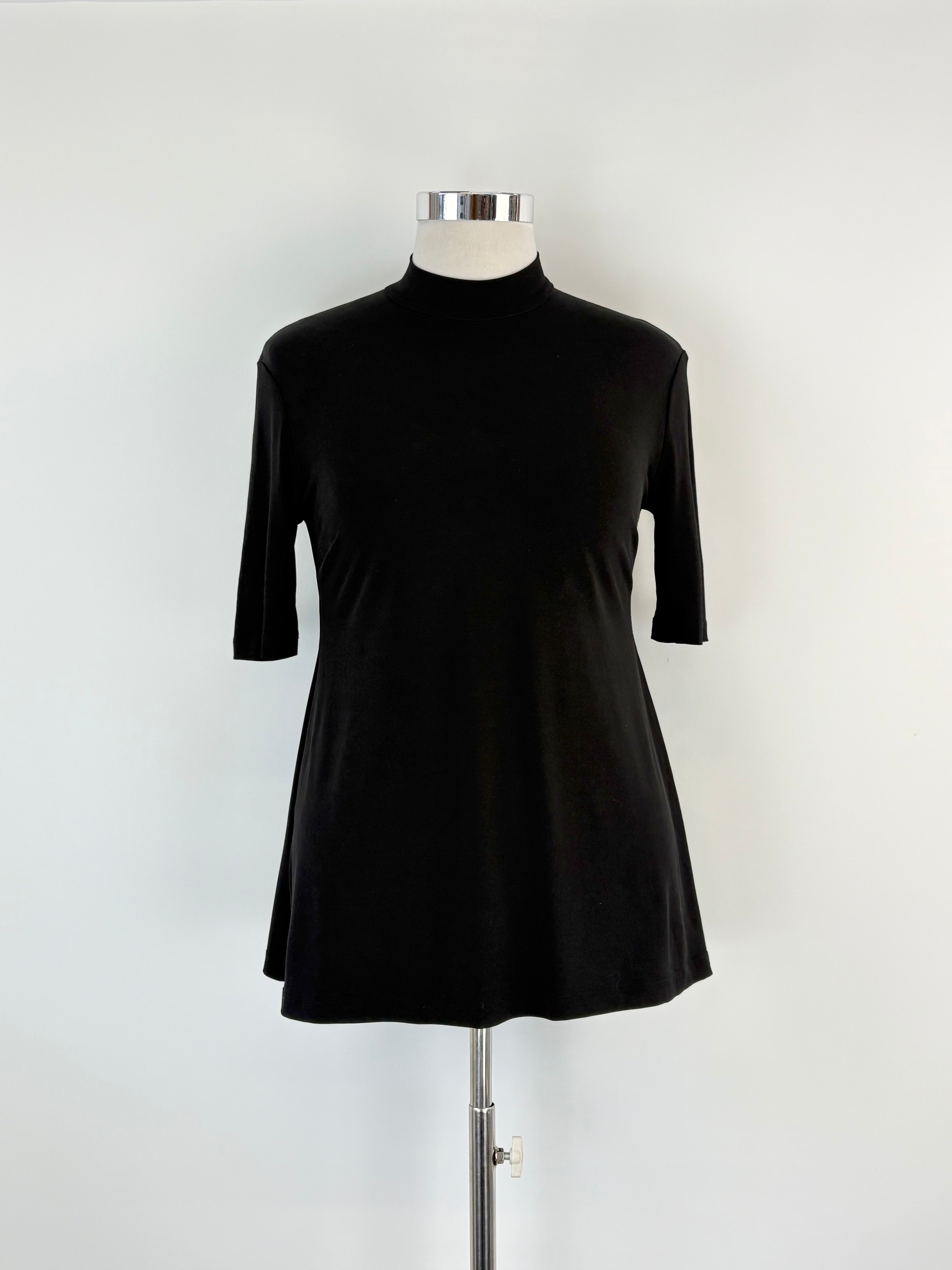 Lisa Barron Black Mock-Neck Short Sleeve Top - AU12