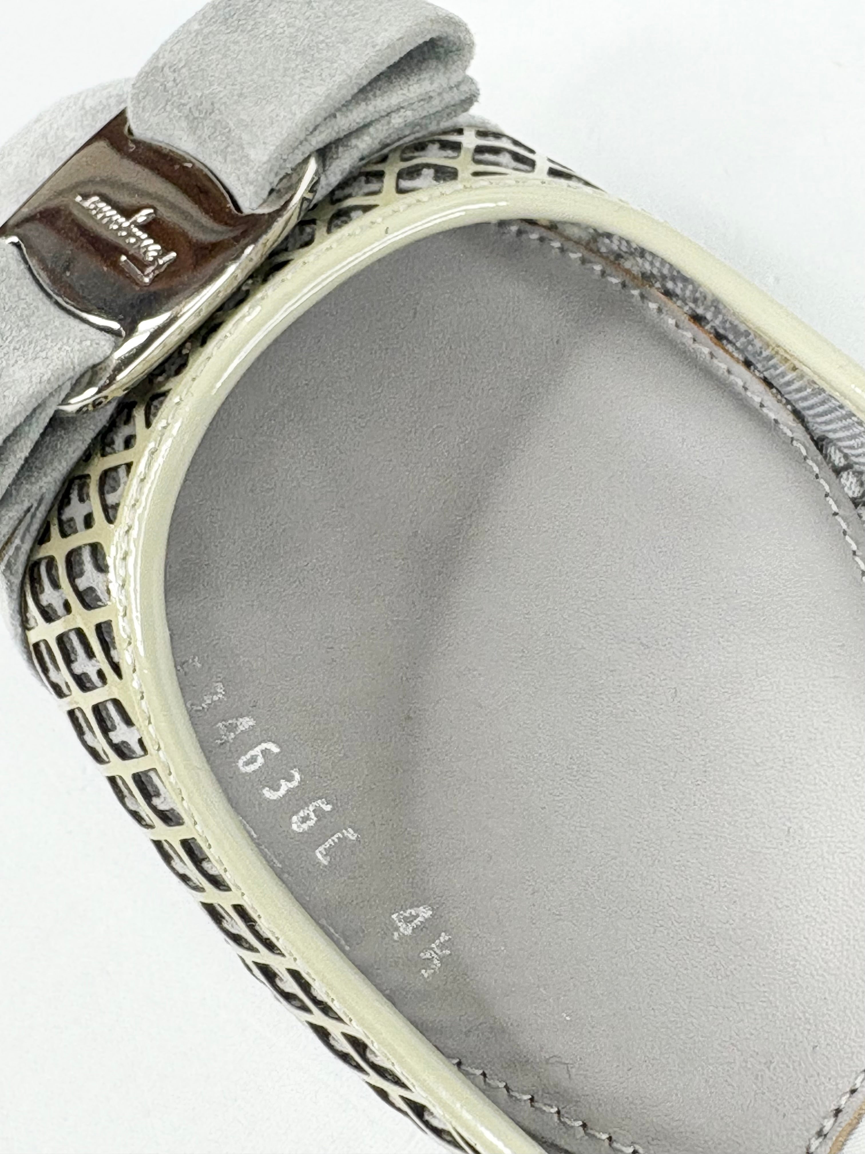 Salvatore Ferragamo Grey Mesh & Suede Bow Flats - EU35