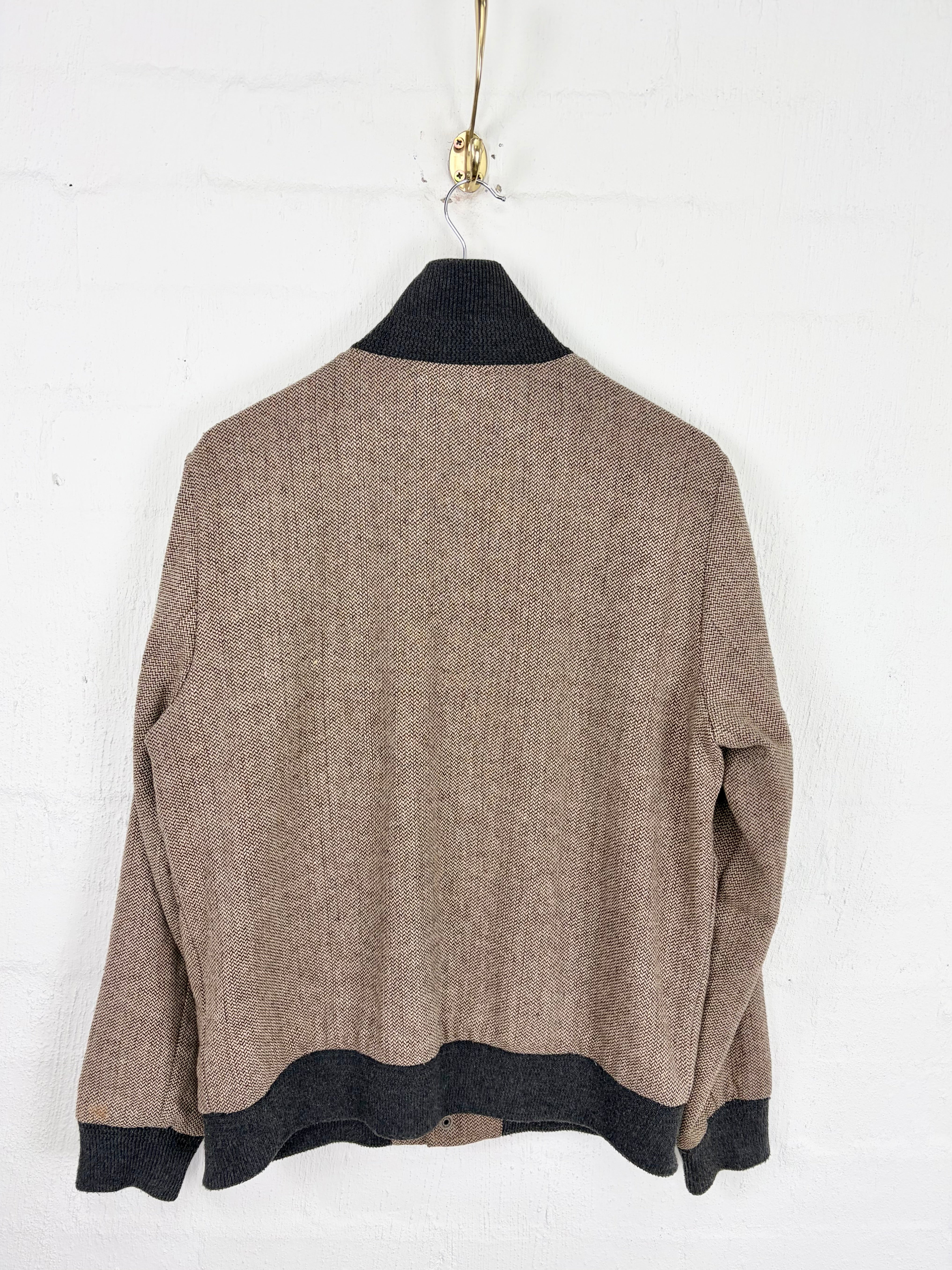 Handsom Herringbone Pattern Bomber Style Jacket - M