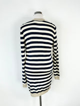 Paul & Joe Silk & Lurex Gold, Blue & White Striped Cardigan - AU10