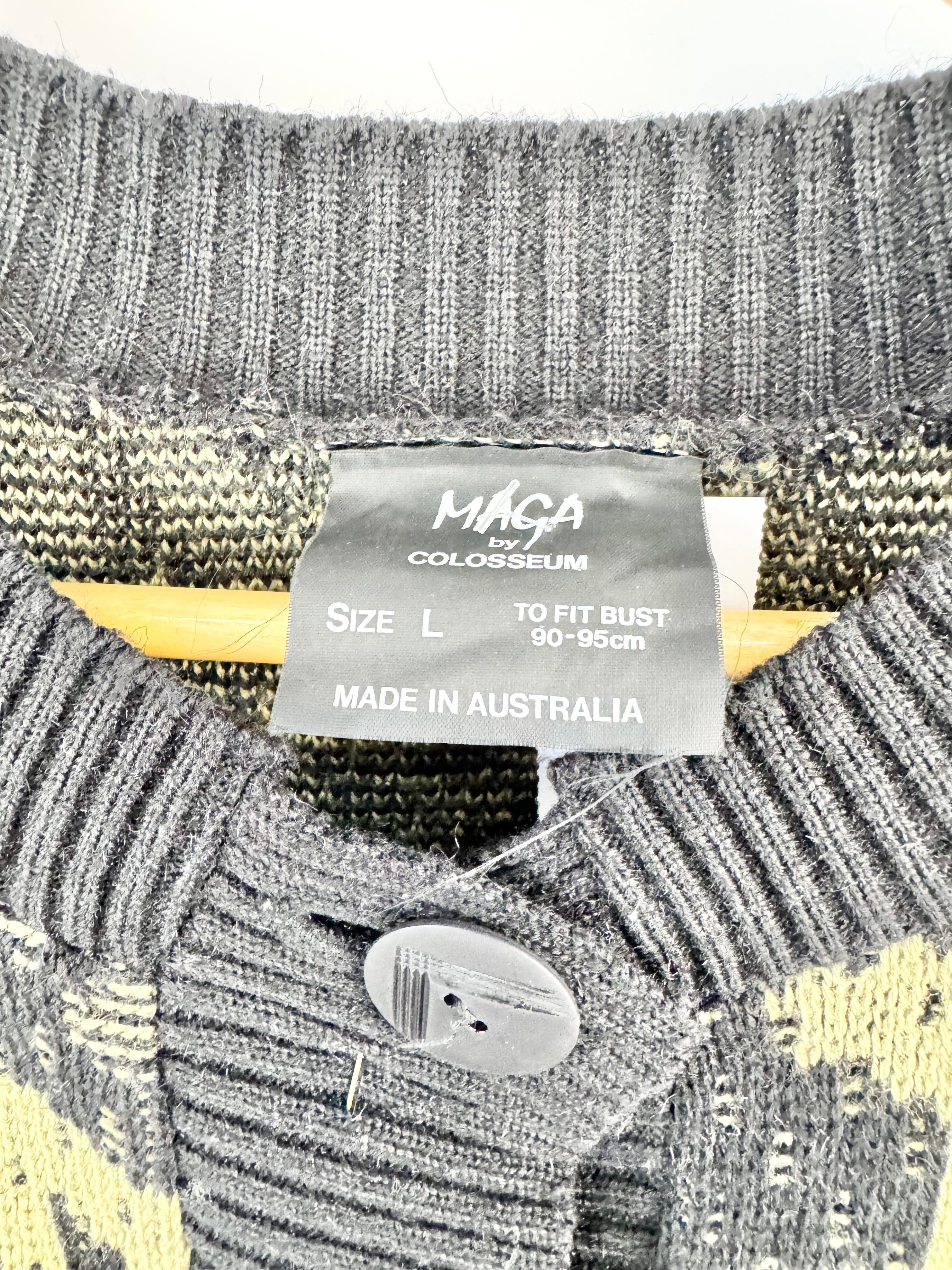 Maga by Colosseum Green & Brown Maxi Cardigan - AU14/16