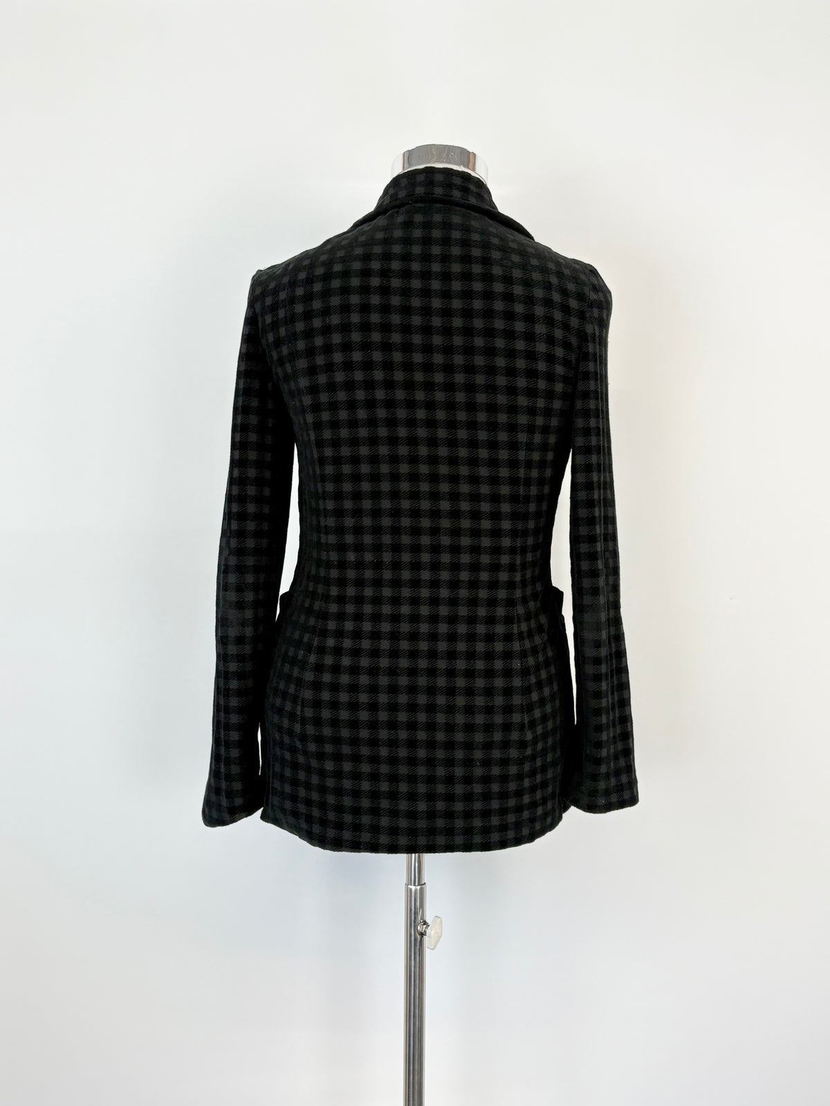 Vintage 80s Giorgio Armani Black Felted-Check Jacket - AU10/12