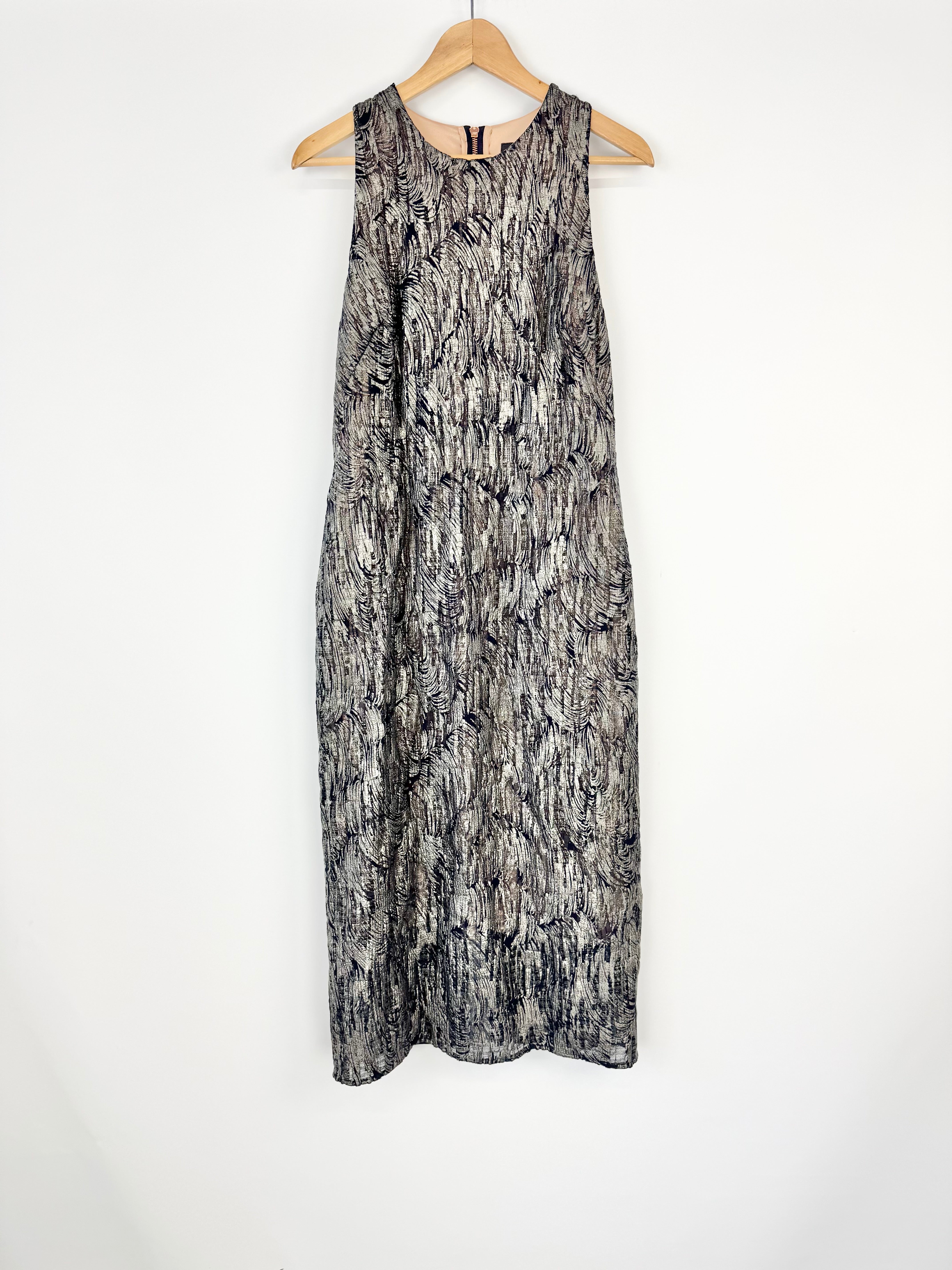 Ginger & Smart Black Lurex Silver & Blue Maxi Dress - AU14