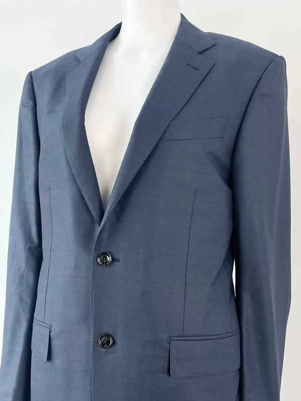 Ermenegildo Zegna Navy Blue & Black Check Wool 2pc Suit - 50R