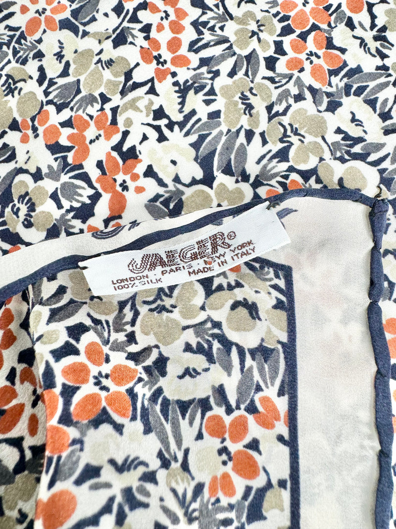 Vintage Jaeger London Microfloral Silk Scarf