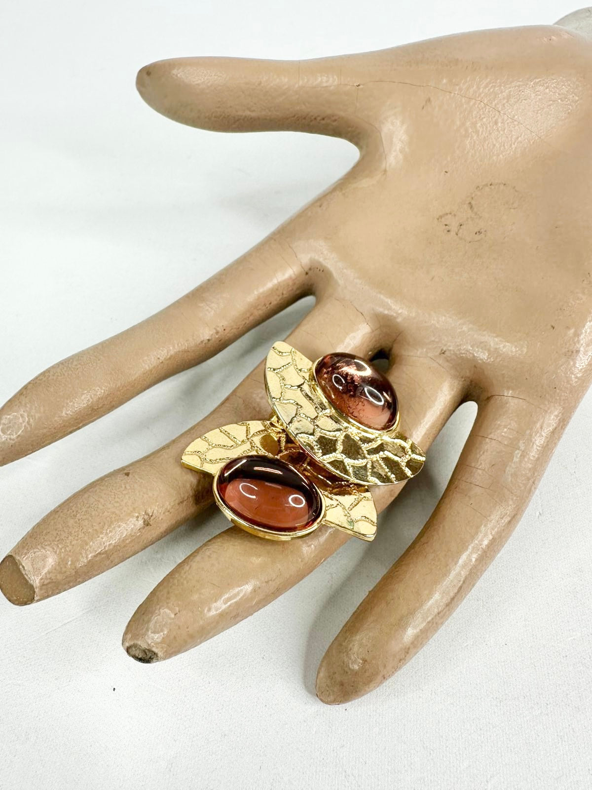 MFW Vintage Gold Toned Gem Clip On Earrings