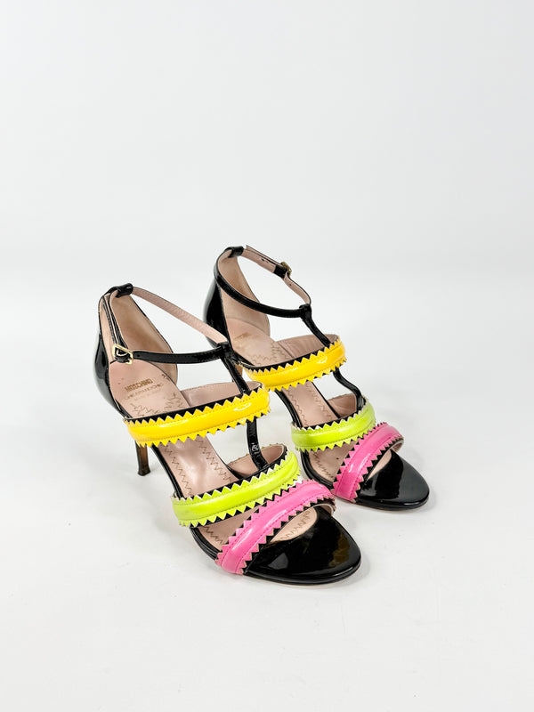 Moschino Cheap & Chic Black, Pink, Green & Yellow Patent Leather Stilettos - EU40