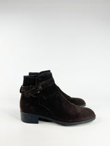 Tod's Dark Mahogany Suede Ankle Boots - EU38.5