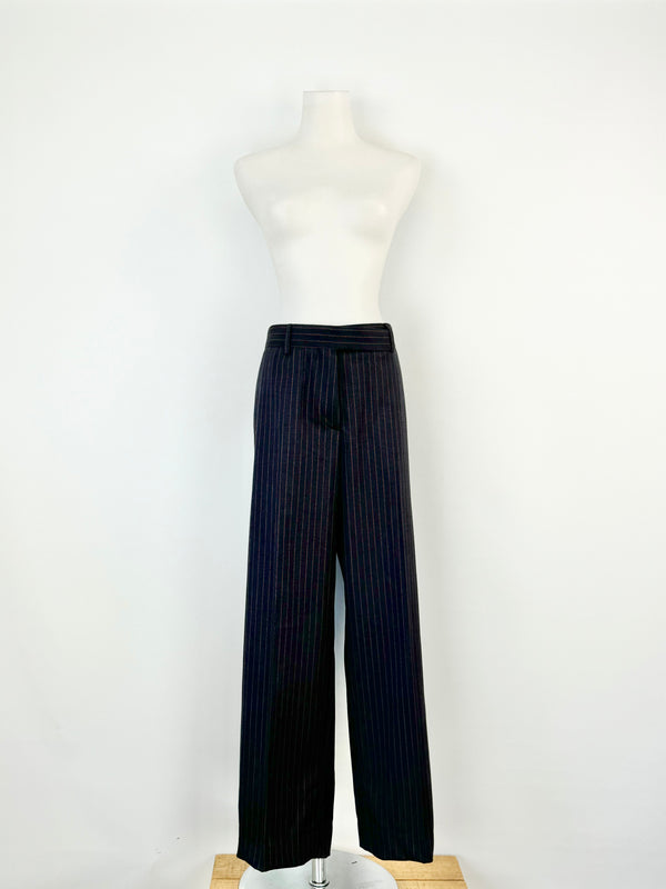 Paul Smith Blue & Mustard Pinstripe Wool Slacks - 42